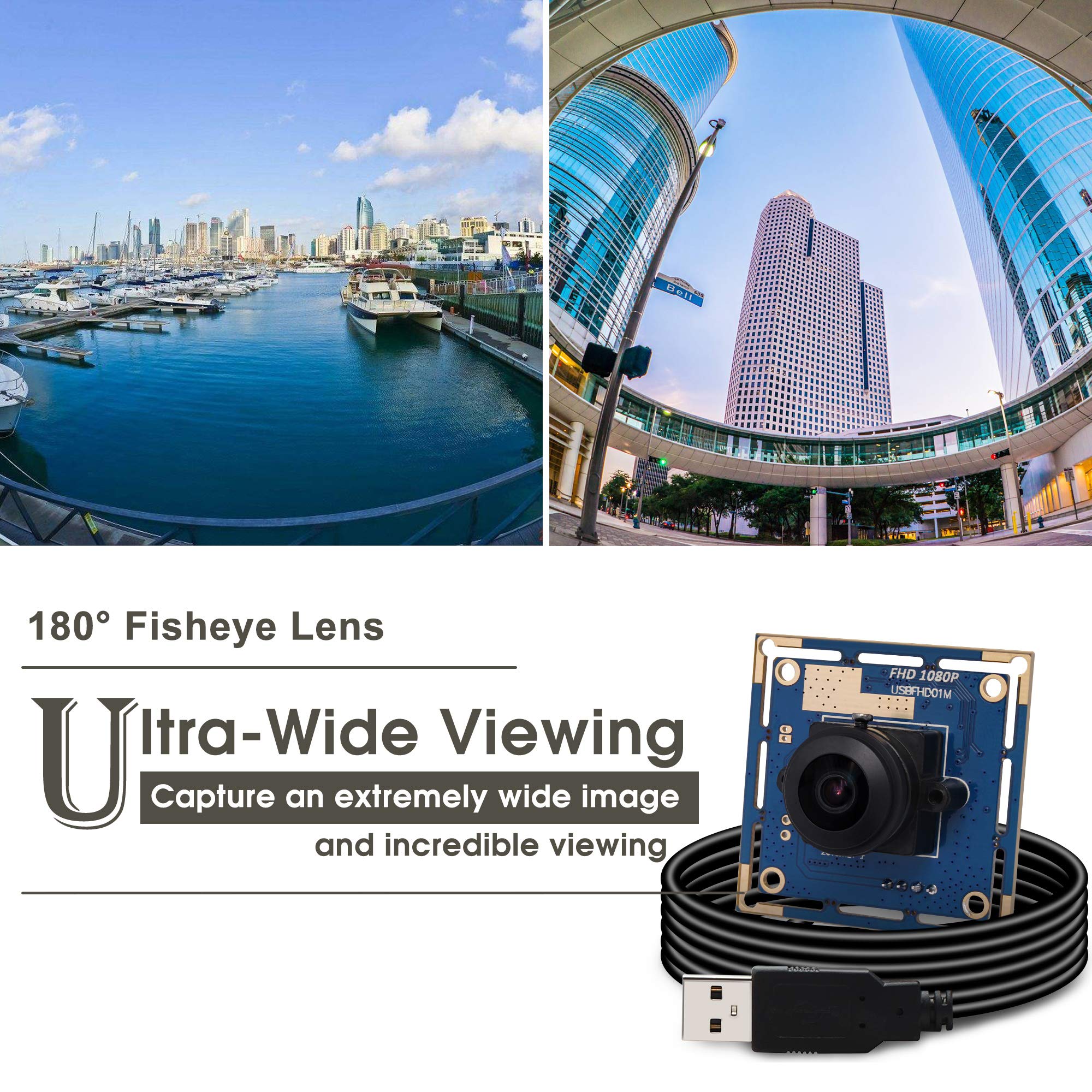 Svpro HD USB Camera 1080P - High Speed Webcam Module with 30/60/100fps, 180° Wide Angle Fisheye Lens - UVC Compatible for Windows/Linux/Android - Perfect for Video Conferencing, Live Streaming & Industrial Monitoring