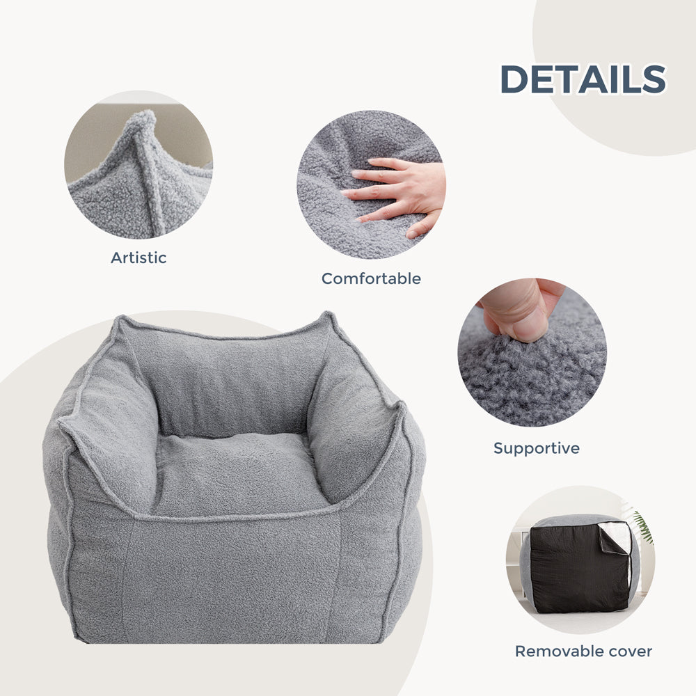 MAXYOYO Artistic Bean Bag Chair Sofa - Comfortable Lazy Chair with Armrests for Adults, Perfect for Gaming, Reading & Relaxing in Living Room, Bedroom or Dorm (Grey)