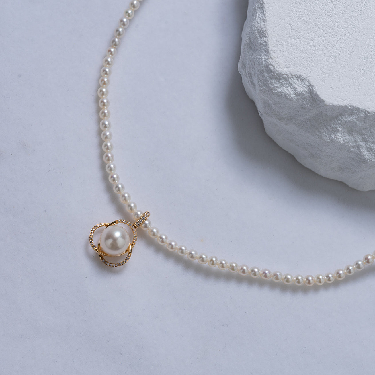 18K Solid Gold Freshwater Pearl Necklace for Women - Elegant Bridal Jewelry Gift, Wedding, Anniversary & Special Occasions | KN00103