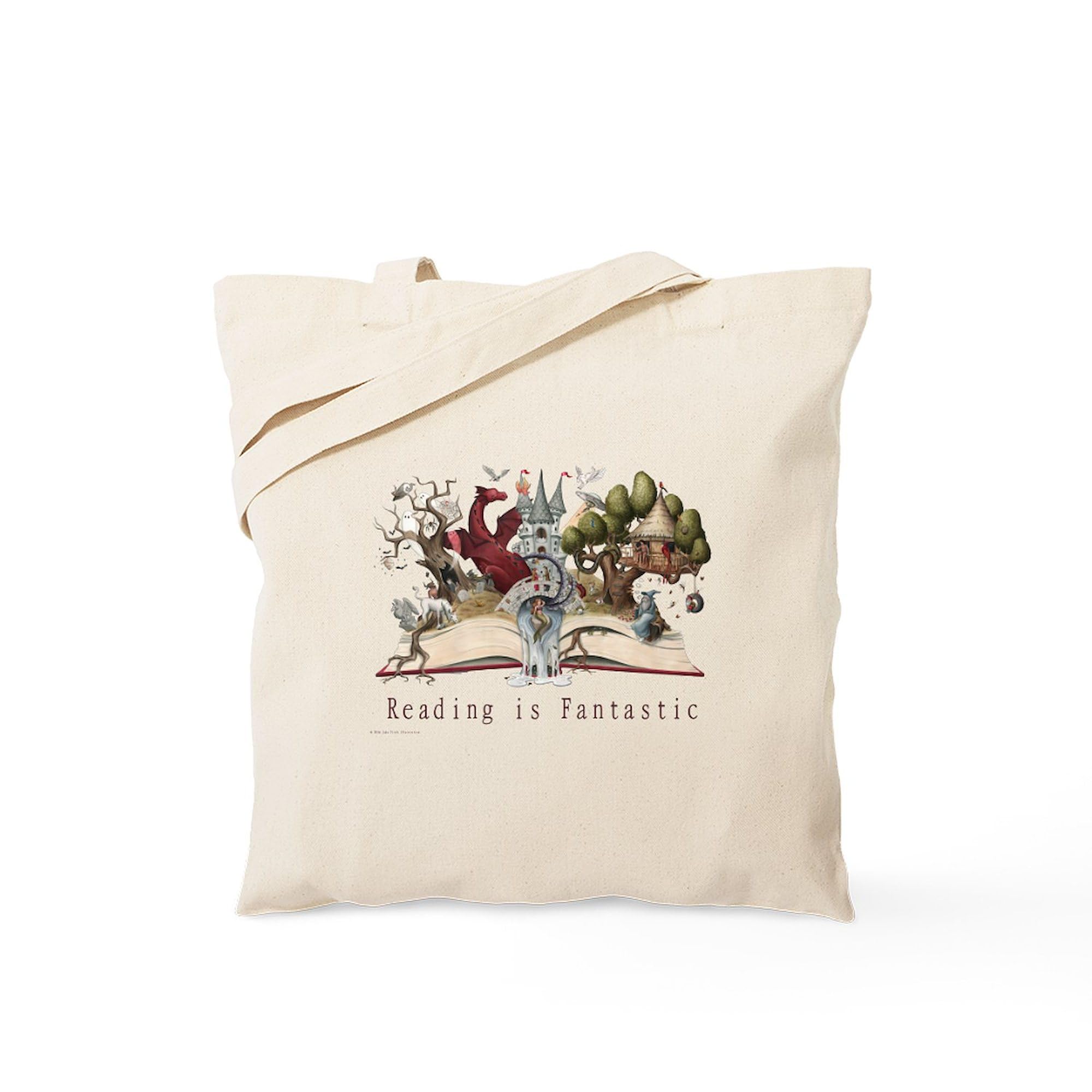 Reading Is Fantastic II Natural Canvas Tote Bag - Eco-Friendly Reusable Shopping Bag for Book Lovers, Groceries & Beach Essentials | CafePress