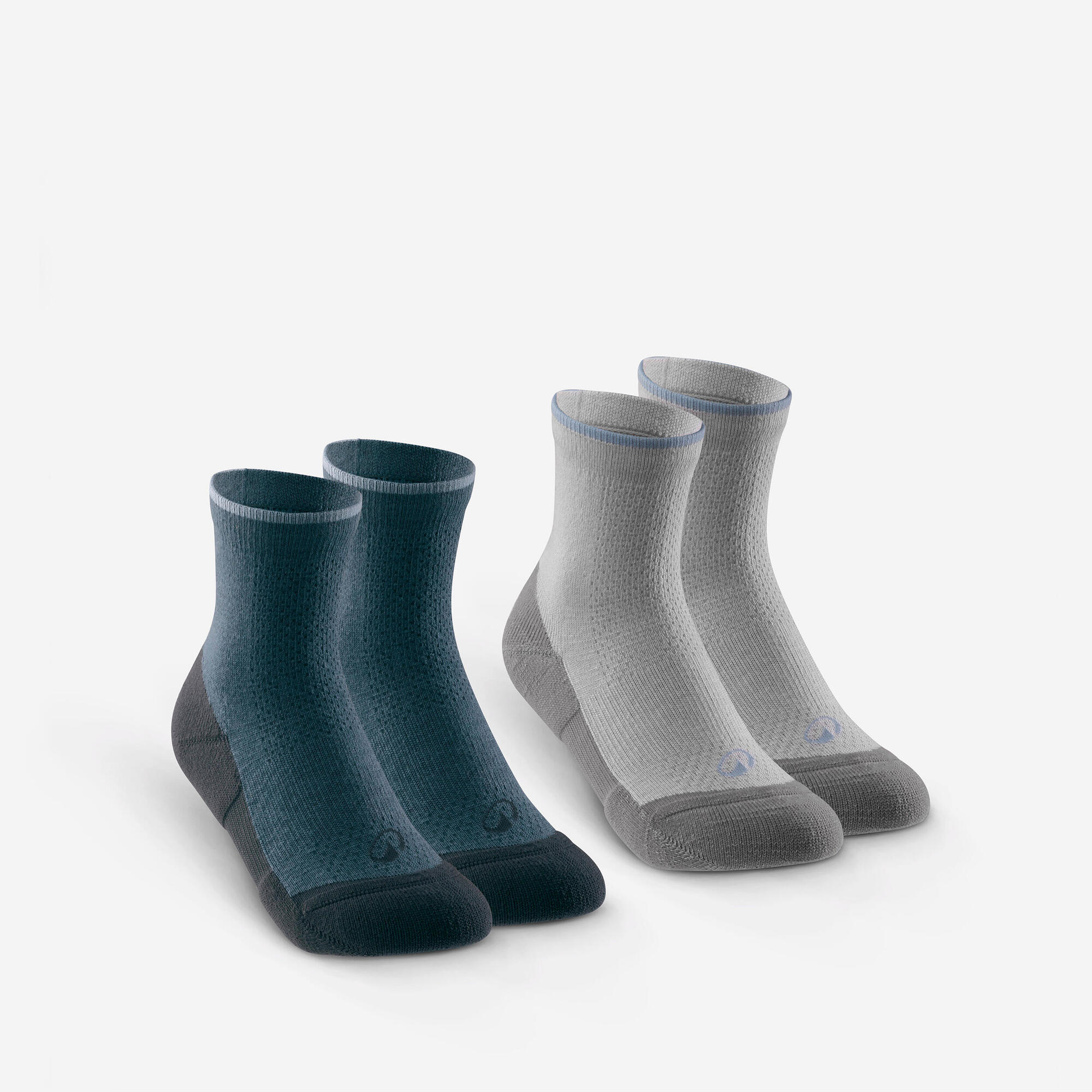 Quechua Kids' Hike 100 Hiking Socks 2 Pack - Breathable & Cushioned for Outdoor Adventures - Perfect for Hiking, Camping & Family Outdoor Activities
