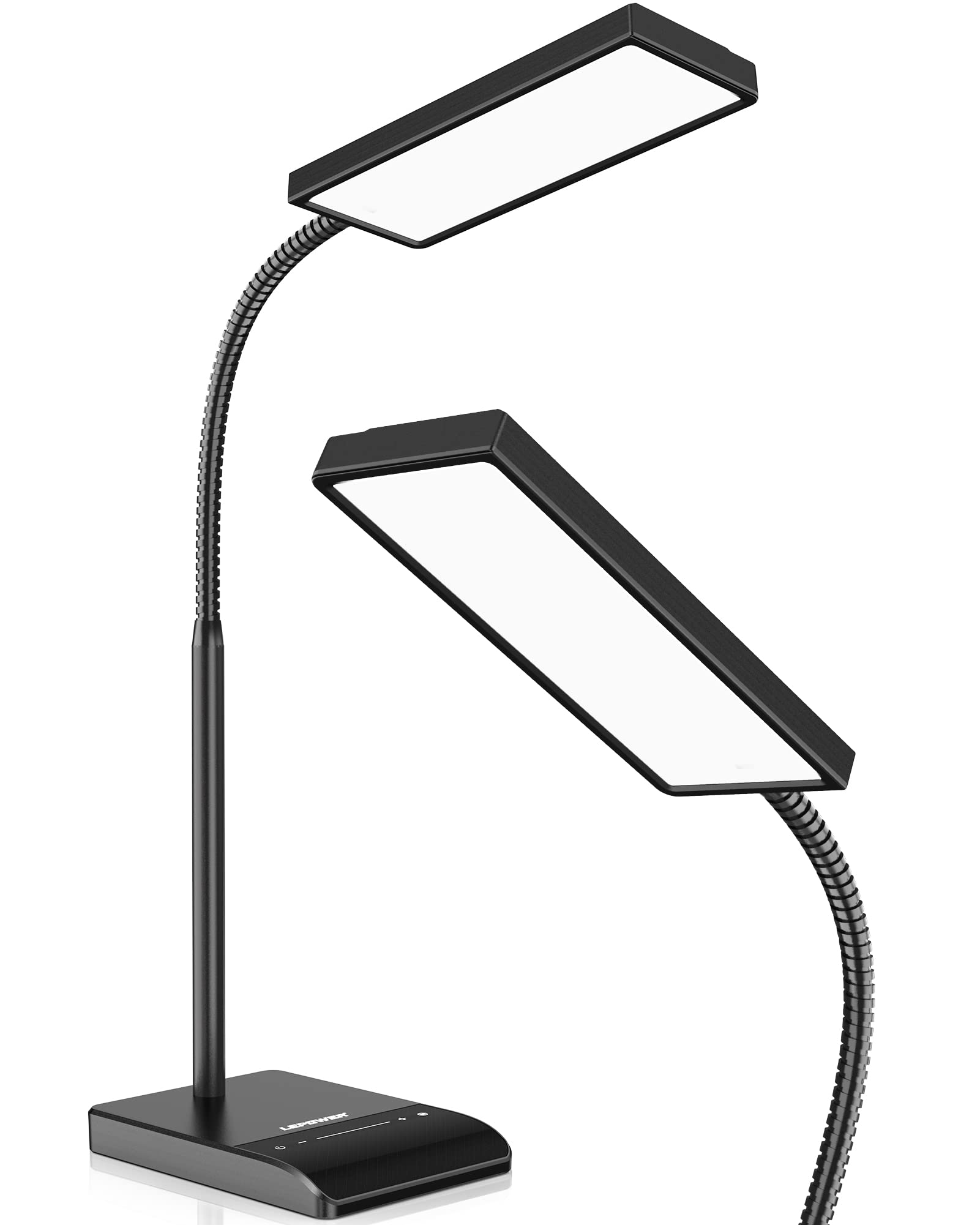 LEPOWER 800LM LED Desk Lamp with 50 Lighting Modes - Adjustable Gooseneck Touch Table Lamp for Home Office, Study & Bedroom - Eye-Caring Reading Light with 12W Brightness (Black) | Perfect for Night Reading, Computer Work & Homework