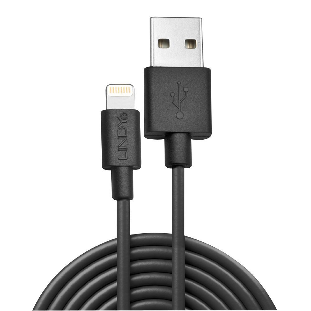 Premium LINDY 0.5m USB to Lightning Cable - Fast Charging & Sync for iPhone (Black) | Perfect for Home, Office & Travel Use