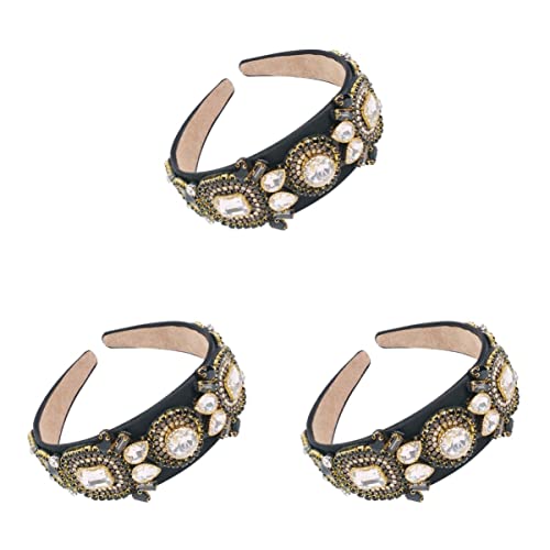 Sparkling Rhinestone Headband Set - 3 Pack Crystal Gemstone Hair Hoops, Wide Diamond Headpiece for Women | Perfect for Weddings, Parties, and Special Occasions