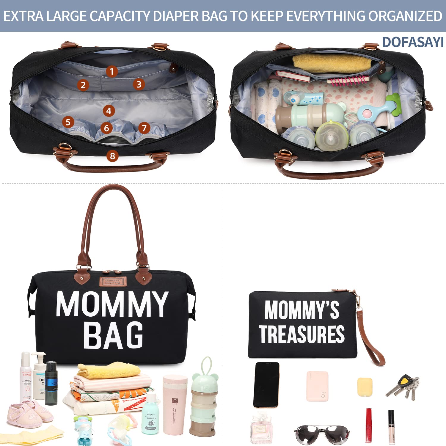 DOFASAYI Waterproof Leather Diaper Backpack with Changing Pad - Multifunctional Baby Bag for Moms & Dads - Perfect for Travel, Outings & Daily Parenting Needs