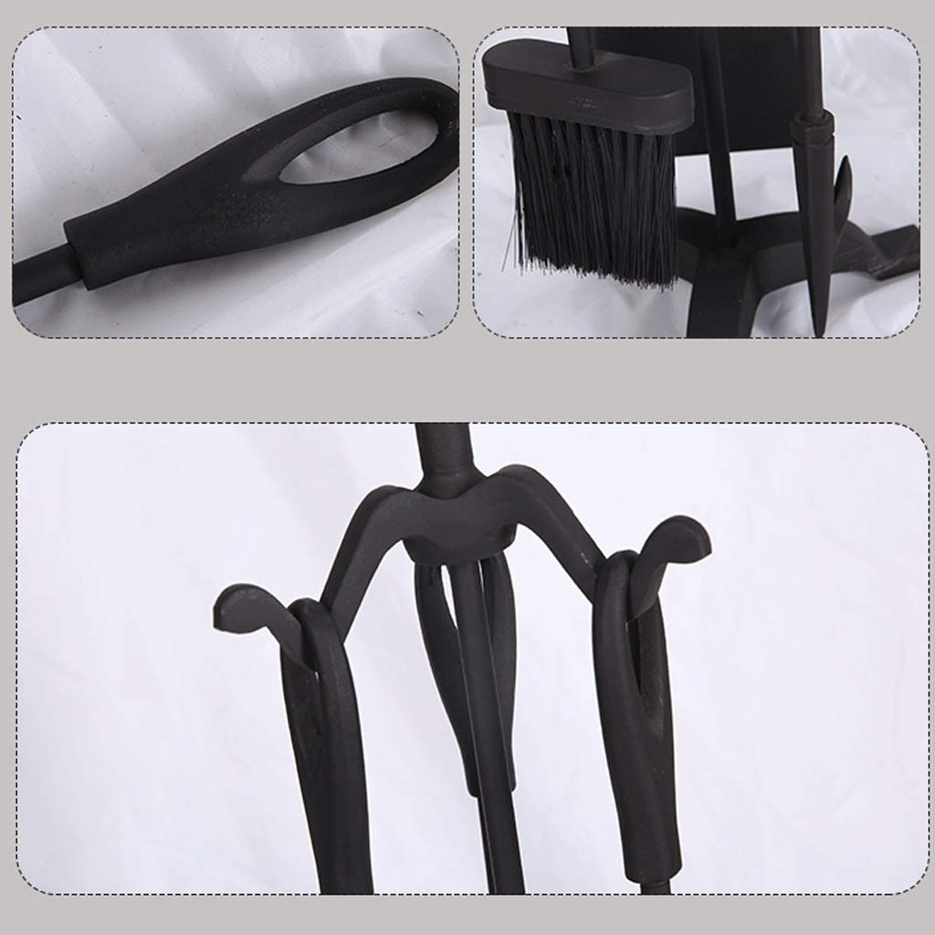 Premium 3-Piece Fireplace Tool Set - Heavy Duty Cast Iron Fireplace Accessories for Wood Burning Stoves & Fire Pits - Includes Poker, Shovel & Brush - Perfect for Indoor & Outdoor Fireplace Maintenance