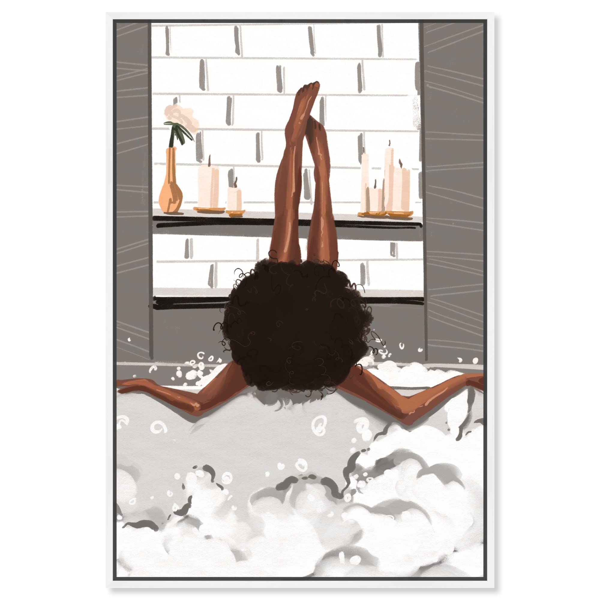Oliver Gal Artist Co. 'Warm Bubbles Gray' Fashion & Glam Wall Art - Premium Framed Canvas Prints for Living Room, Bedroom & Office Decor