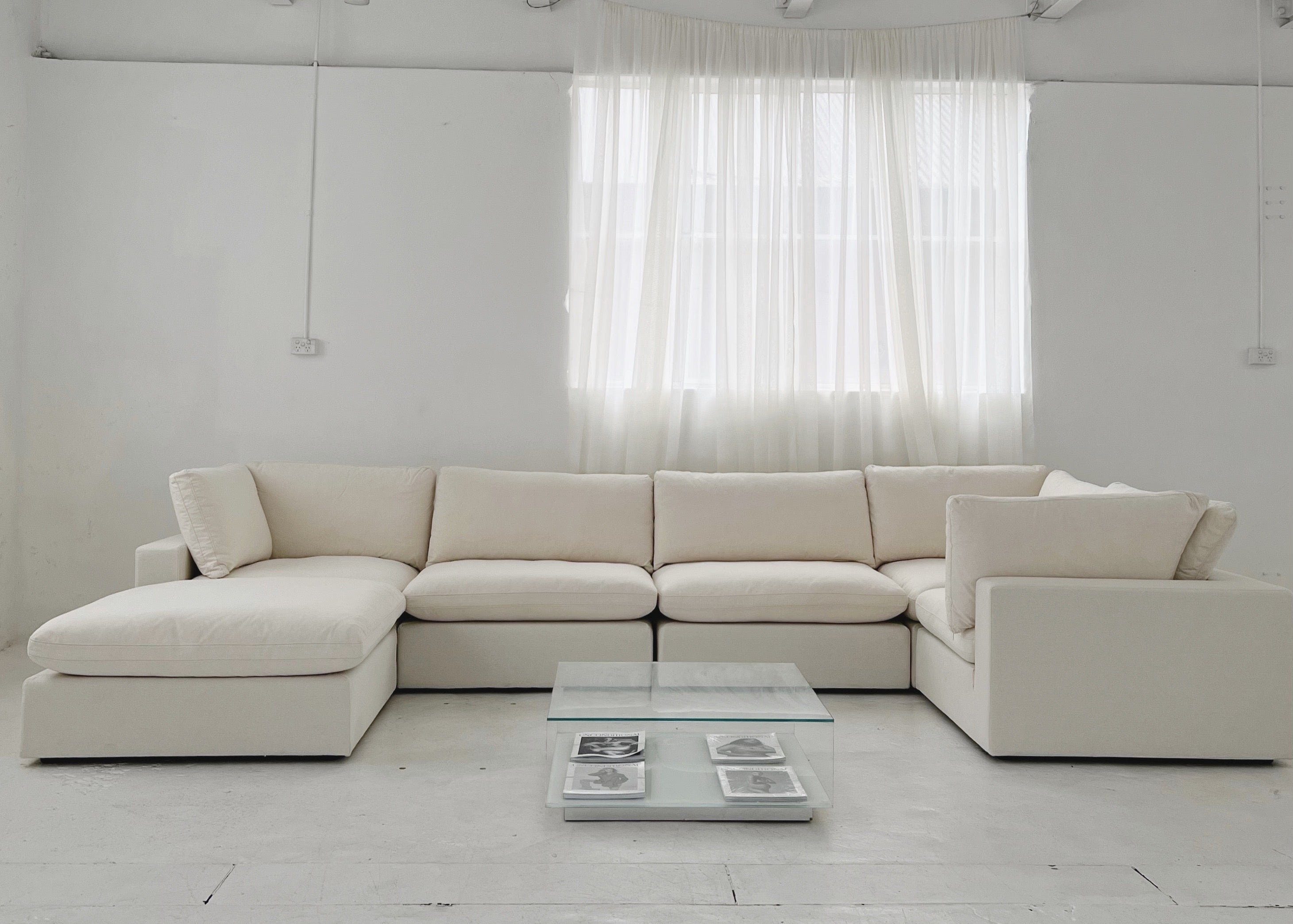 Modular 6-Piece Sectional Sofa Set in Sol Ivory - Modern L-Shaped Couch for Living Room, Family Room & Lounge Areas