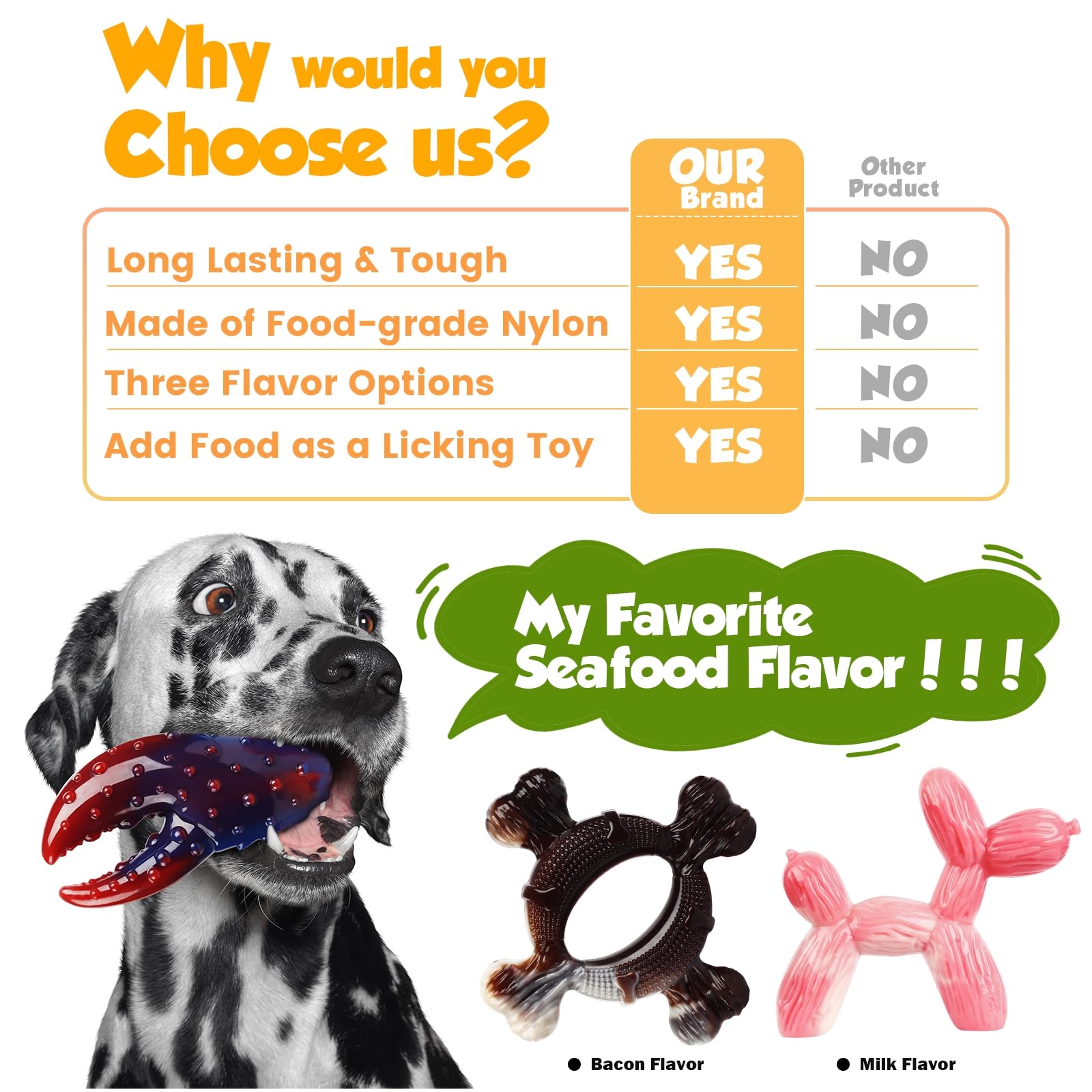 Indestructible Dog Chew Toys for Aggressive Chewers - 3-Pack Durable Nylon Dog Bones with 3 Flavors for Large & Medium Breeds | Perfect for Training, Teething & Playtime | Great Gift for Dogs