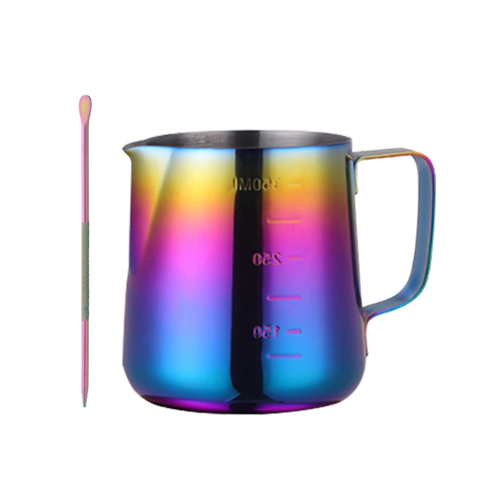 Premium 350ml (12oz) Stainless Steel Milk Frothing Pitcher with Latte Art Pen - Barista-Grade Coffee Steaming Jug for Cappuccino, Latte & Hot Chocolate Making - Perfect for Home Cafes & Professional Coffee Shops