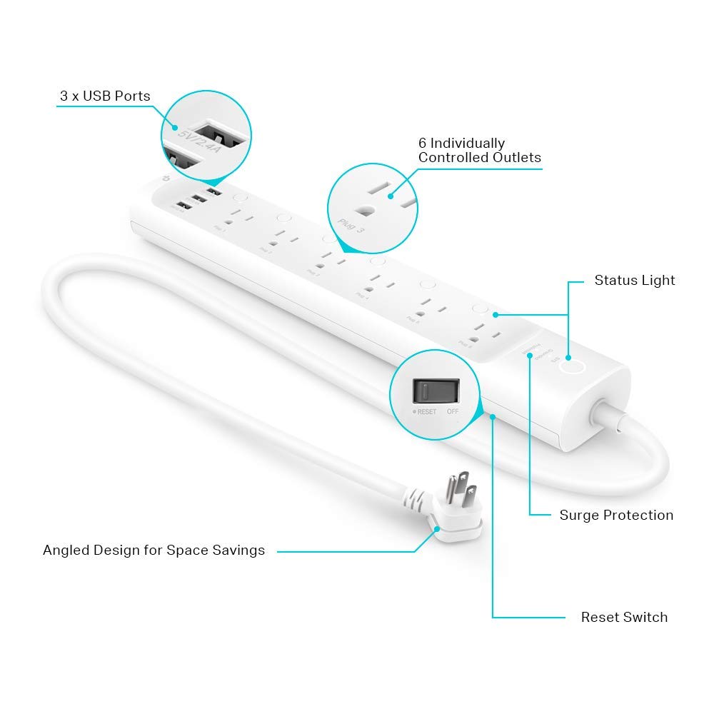 Kasa Smart Plug Power Strip HS300 & Smart Plug HS103P4 Bundle - WiFi Outlet for Remote Control | Smart Home Automation for Lamps, Fans & Electronics | Works with Alexa & Google Assistant