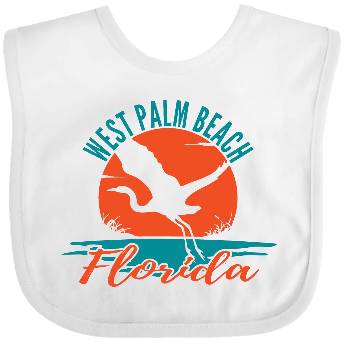 Inktastic West Palm Beach Florida Vacation Baby Bib - Soft Cotton Drool Bib for Infants & Toddlers - Perfect for Travel, Beach Trips & Family Outings