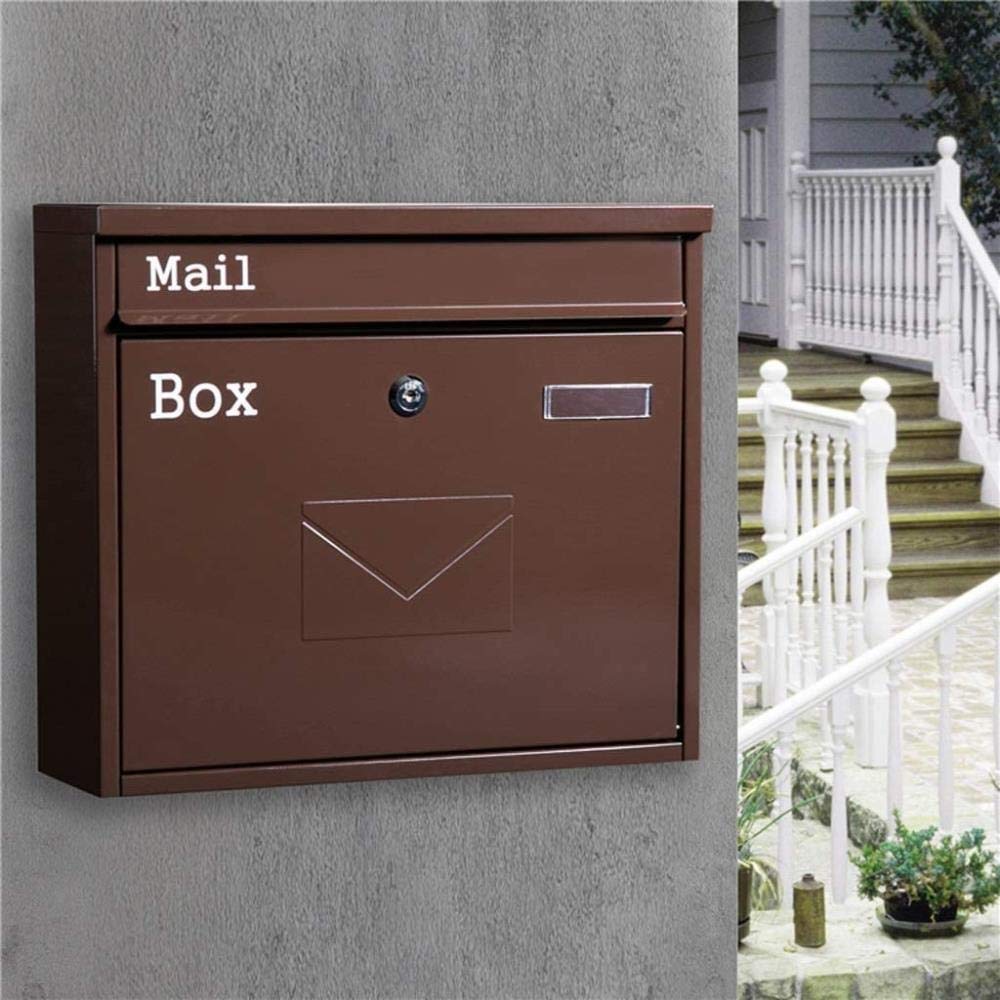 Lockable Wall Mounted Mailbox - Waterproof Retro Letter Box for Villa, Office & Home - Secure Newspaper & Magazine Holder - Perfect for Outdoor Use (Color: A)