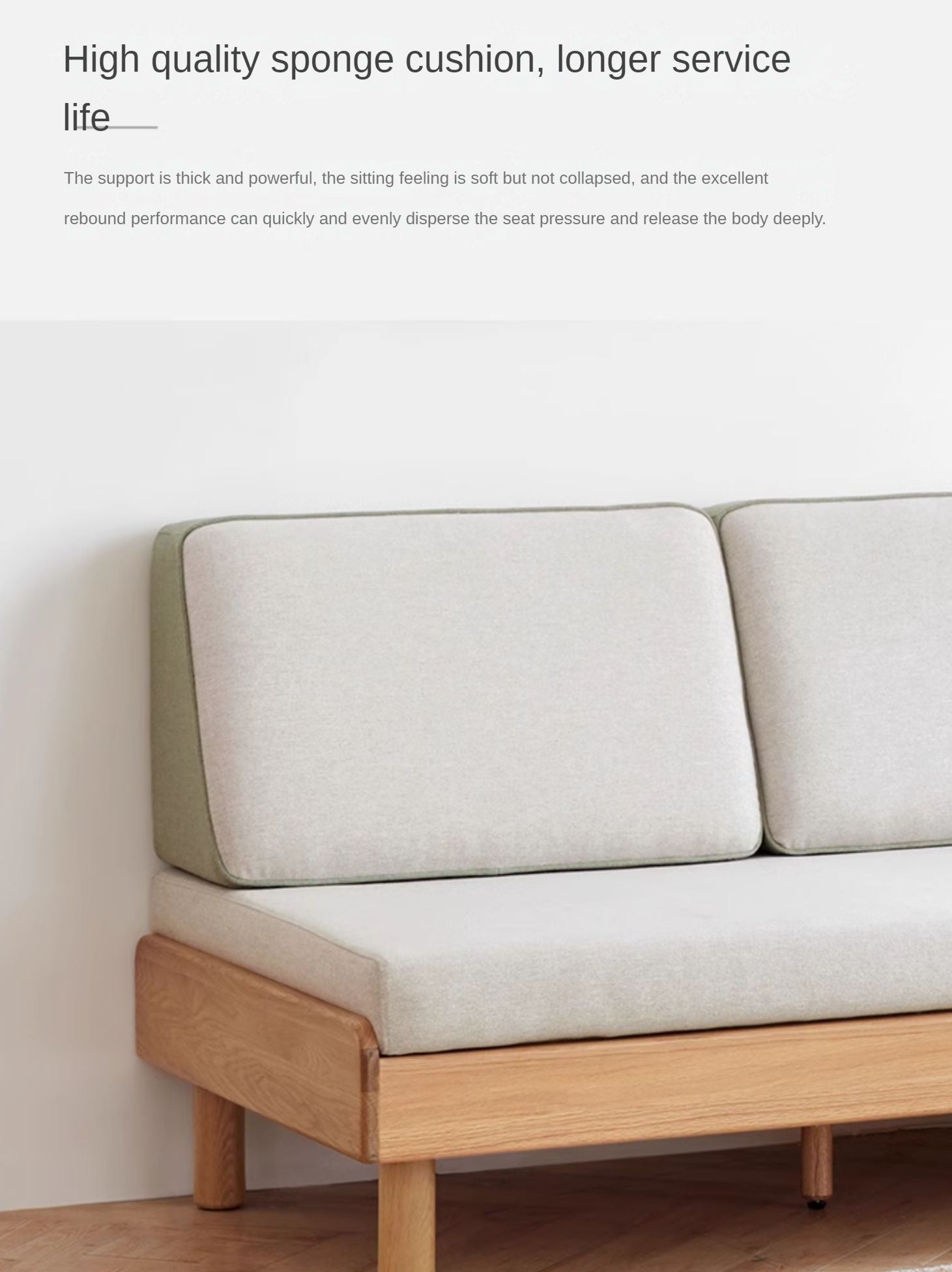 **Solid Oak Wood Tatami Fabric Sofa Bed - Convertible Folding Futon for Small Spaces, Guest Room & Apartment Living**