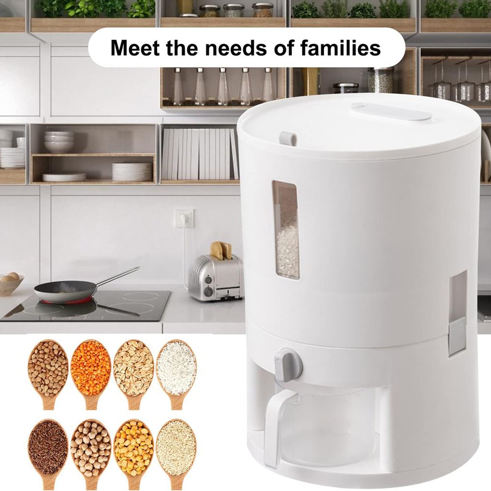 HB1 Airtight Moisture-Proof Pet Food Storage Container with Measuring Cup - Dry Food Dispenser for Dog, Cat & Bird Food - Ideal for Flour, Kibble & Treats Storage - Perfect for Kitchen, Pantry & Pet Feeding Stations