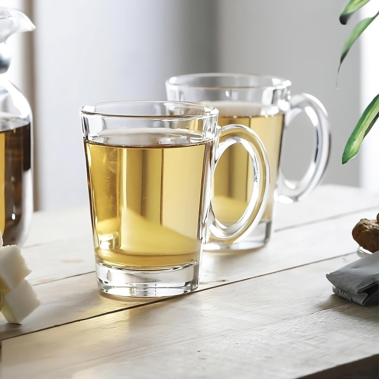 Premium 10.5oz Glass Coffee & Tea Mugs Set of 6 - Durable Clear Drinking Cups for Hot & Cold Beverages - Perfect for Home, Office, or Restaurant Use