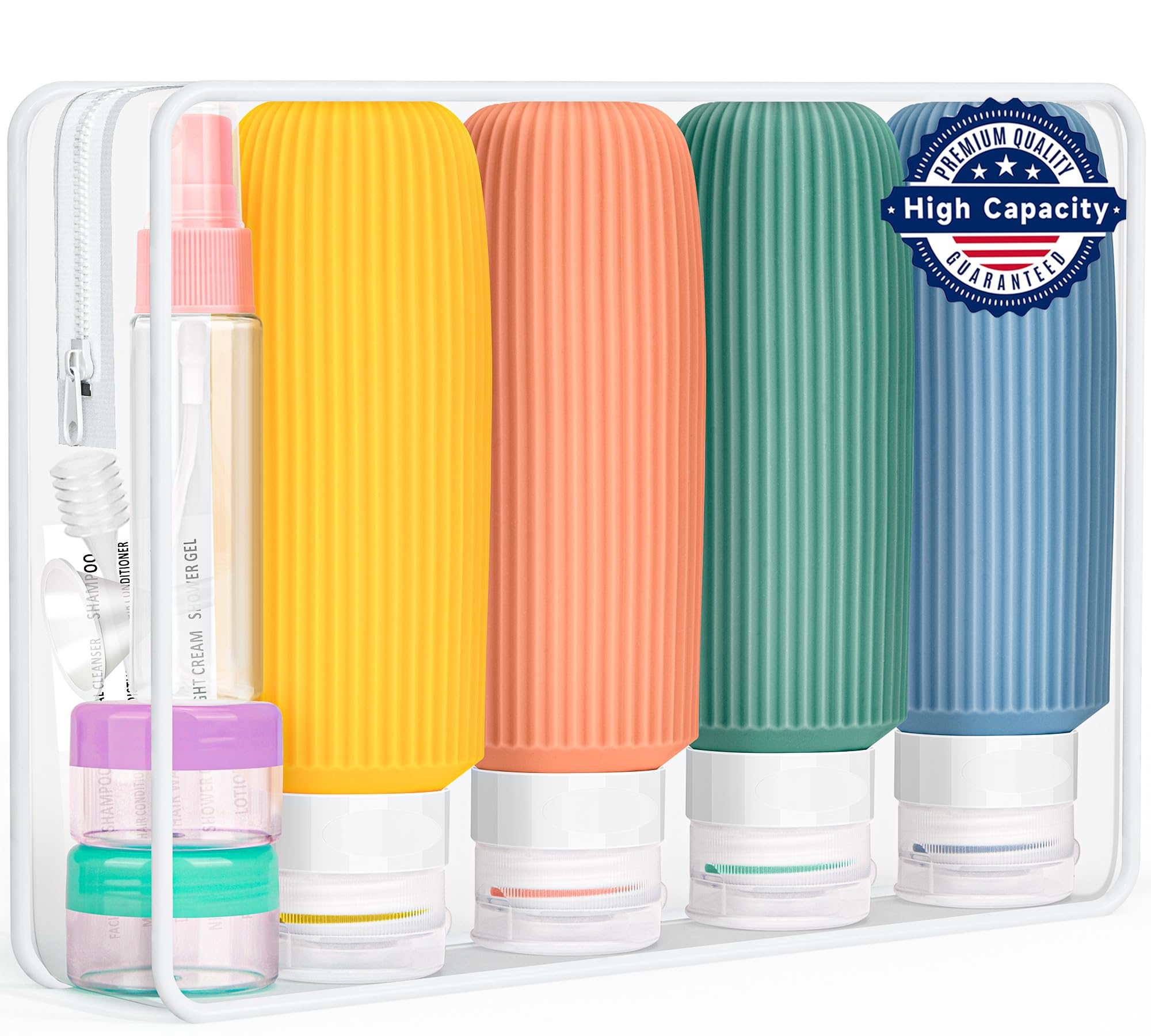 6oz Travel Bottles for Toiletries - BPA Free Leak Proof Travel Size Containers with Labels | Perfect for Shampoo, Lotion & Cosmetics | Ideal for Road Trips, Airplane Travel & Camping Essentials