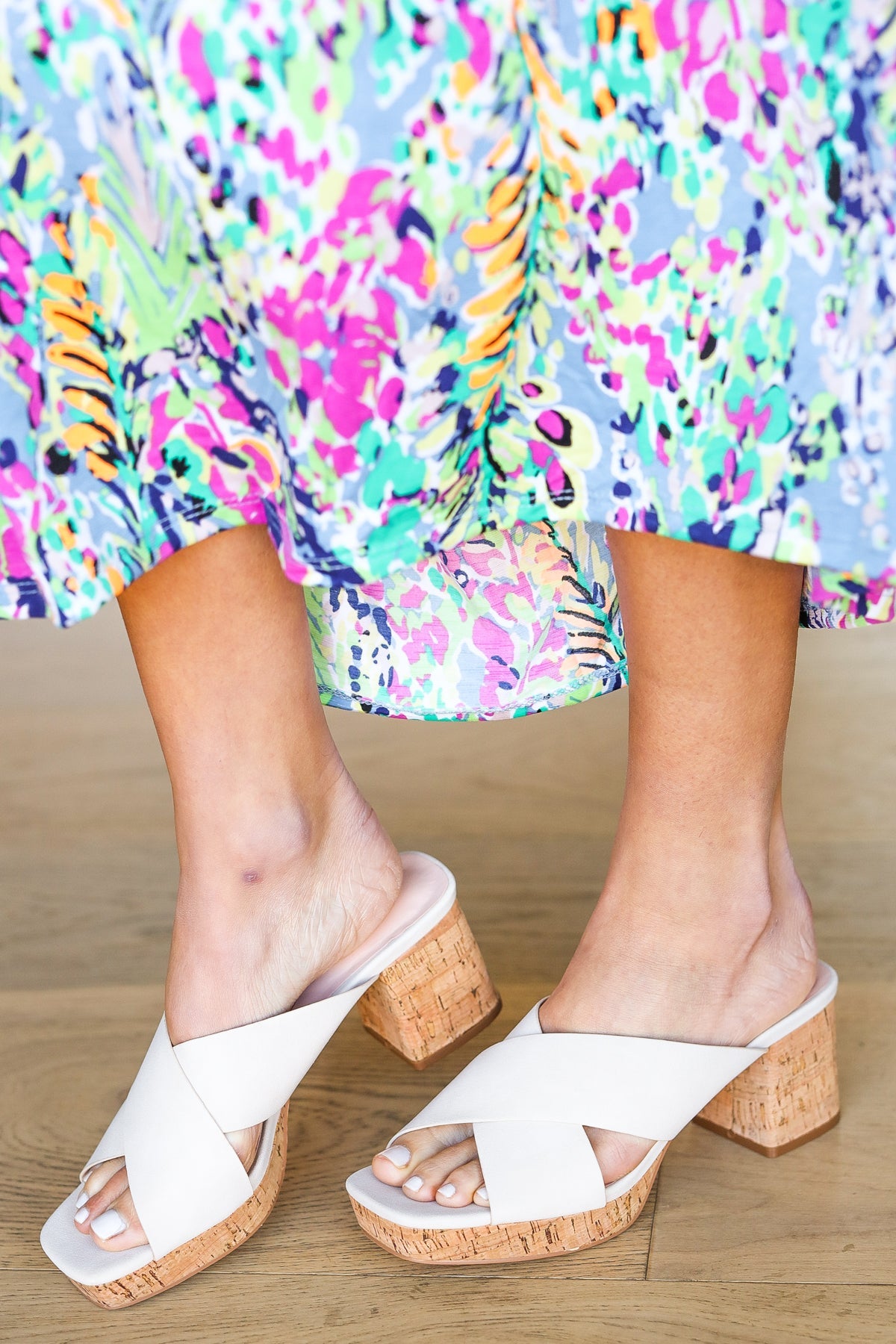 Stylish Bone Chandra Faux Leather Cork Platform Sandals - Comfortable Women's Wedge Shoes for Summer, Beach, and Casual Outings