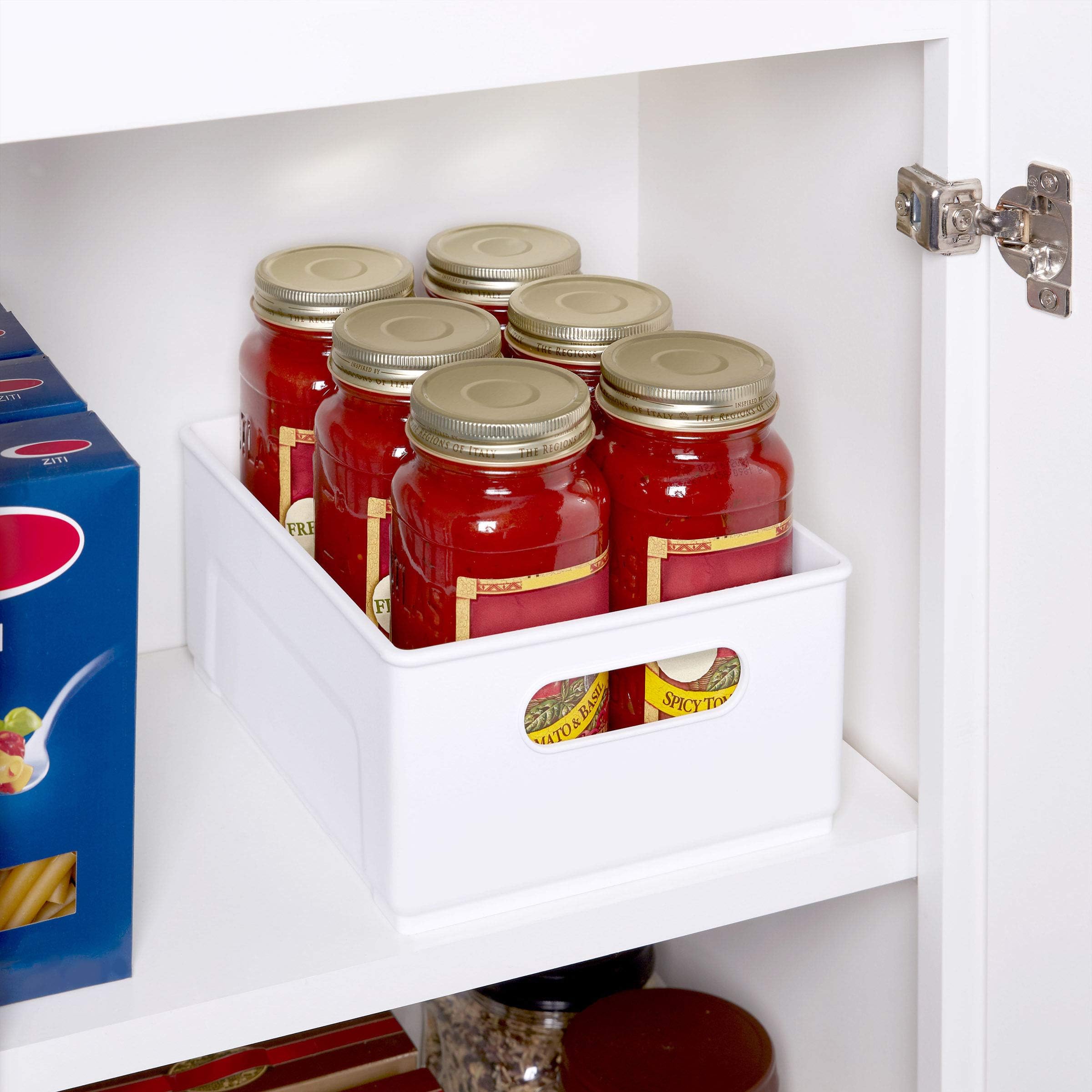 Copco 10-Inch White Cabinet Storage Bin with Built-In Handles & Non-Slip Base - Perfect for Organizing Kitchen, Pantry, Closet & Bathroom - Great for Storing Spices, Snacks, Toiletries & Tall Items - Space-Saving Home Organization Solution