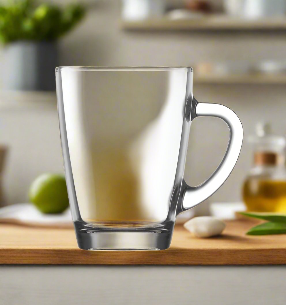 10oz Glass Tea Mug with Lid - 3x4.25 Inches, Durable Clear Drinking Cup for Hot & Cold Beverages - Perfect for Home, Office, or Cafe Use