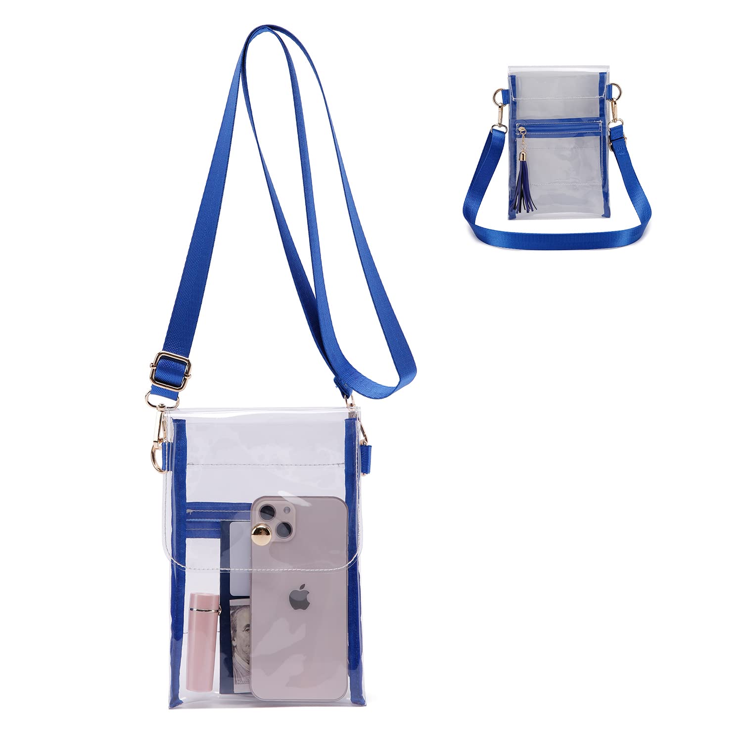 LZXYBIN Clear Purse for Women - Stadium Approved Small Transparent Crossbody Bag, Cute See-Through Gameday Handbag for Concerts, Sports Events & Travel