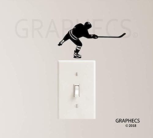 Hockey Player Vinyl Sticker - Light Switch Decal for Kids Room & Sports Decor