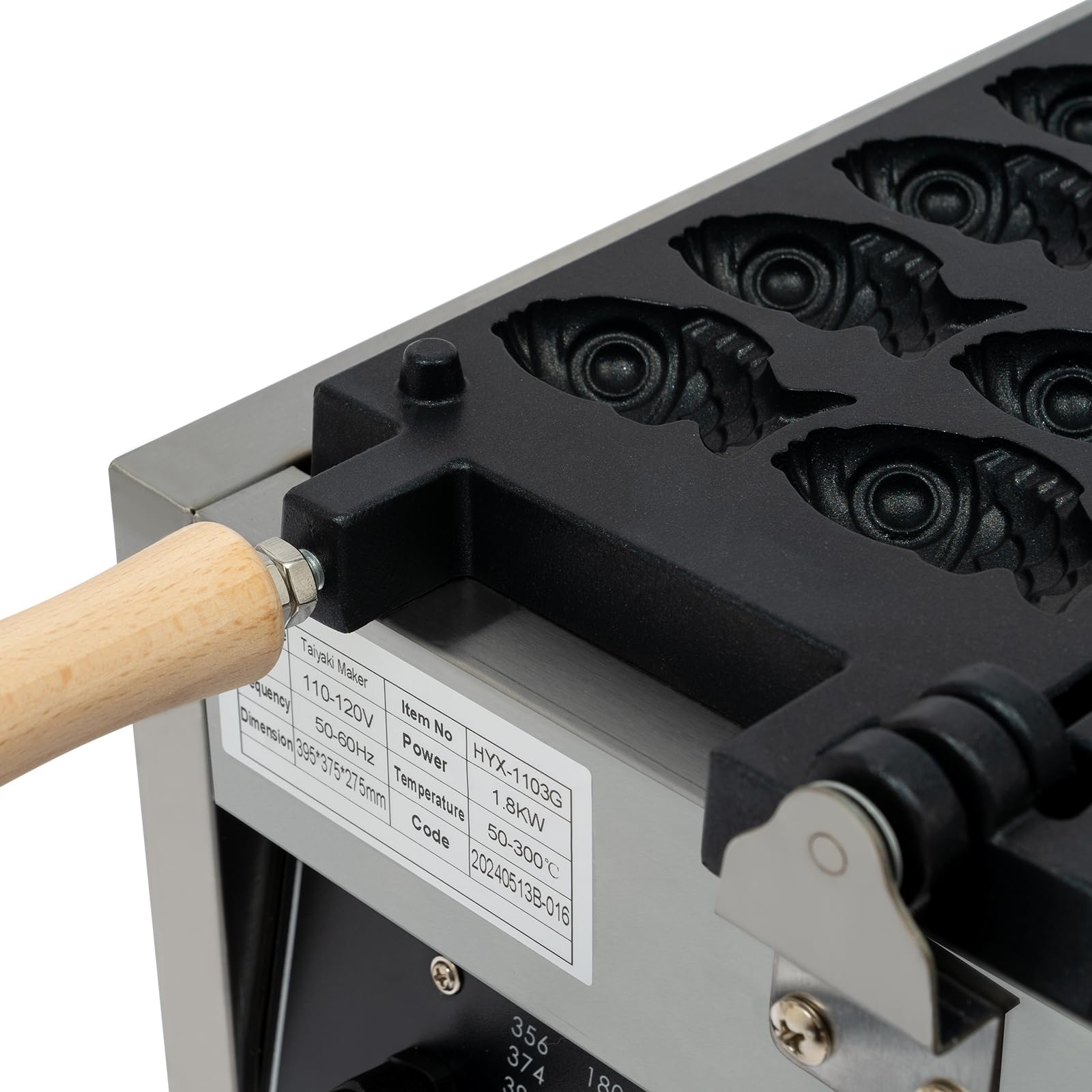Electric Taiyaki Waffle Maker 1800W - Non-Stick Fish Shaped Waffle Iron with Adjustable Temperature (122-572°F) & 12 Cavities - Perfect for Restaurants, Cafes, Snack Shops, and Home Breakfast - Make Delicious Japanese Fish-Shaped Pancakes and Waffles