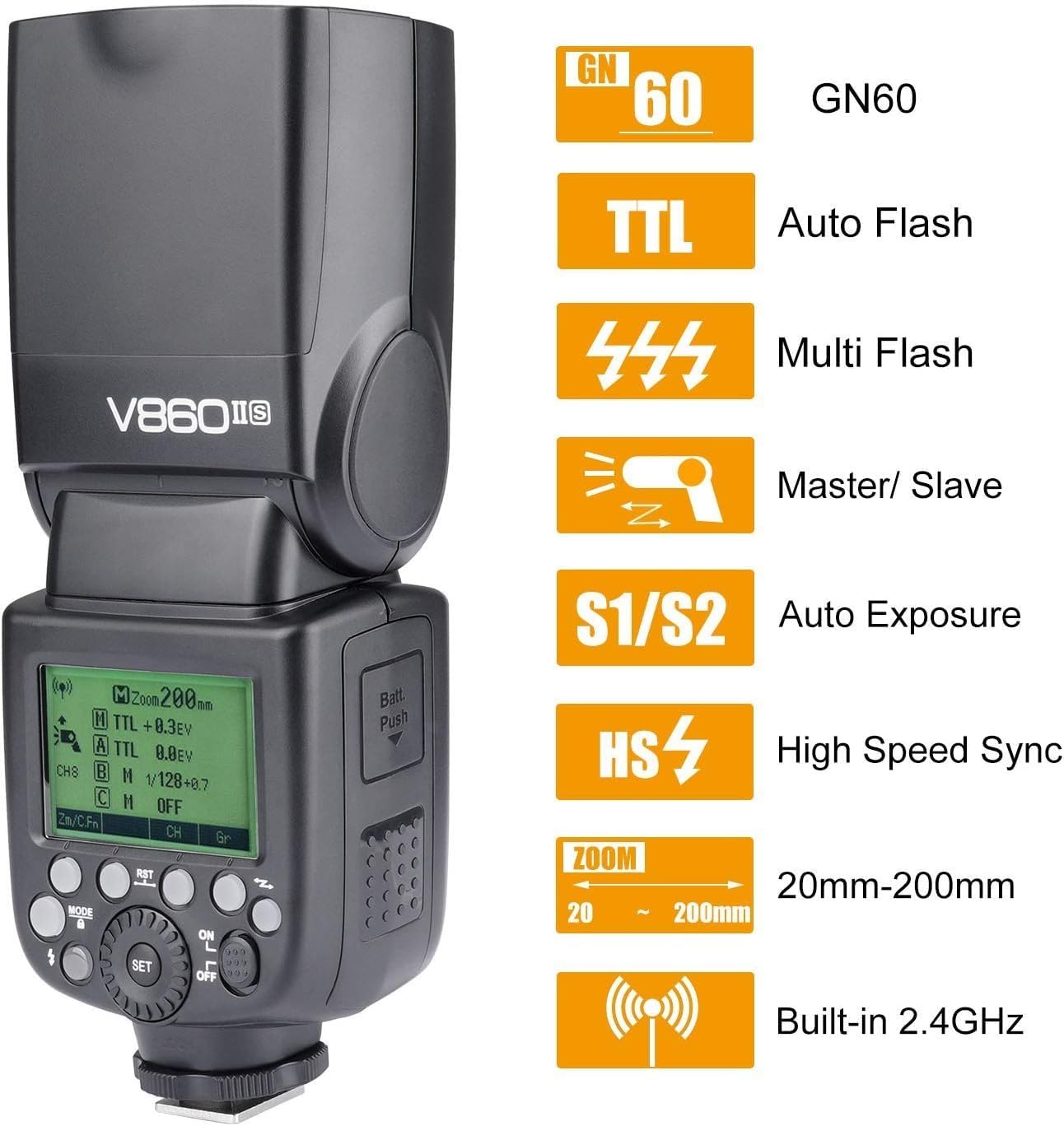Godox Ving V860II-C E-TTL Li-ion Camera Flash Speedlite for Canon 6D 50D 60D 1DX 580EX II 5D Mark II III - Professional Photography Lighting for Portraits, Weddings & Events