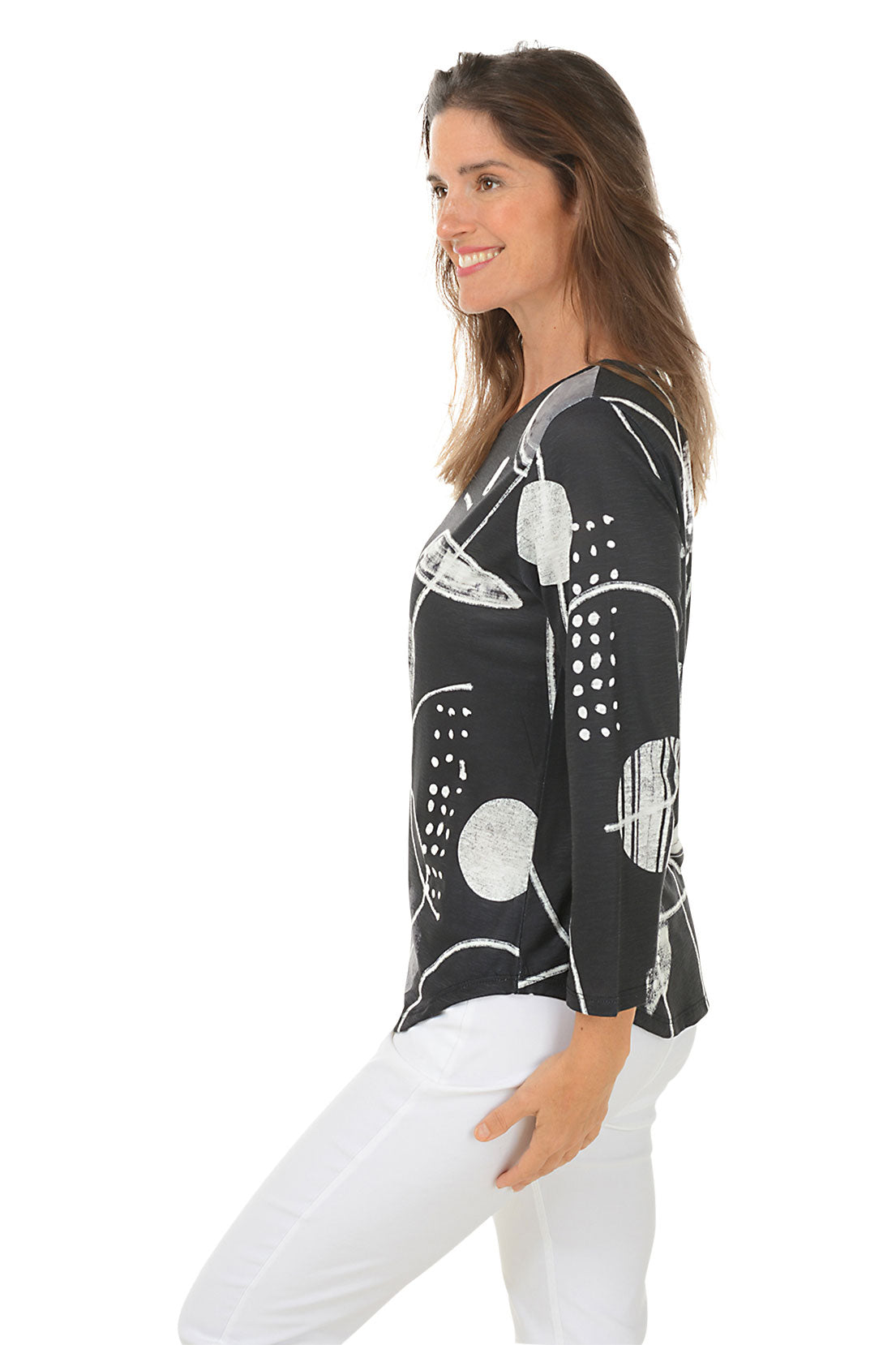 Women's Casual Canvas Curved Hem Slub Knit Top - Soft Breathable T-Shirt for Everyday Wear, Outfits & Layering