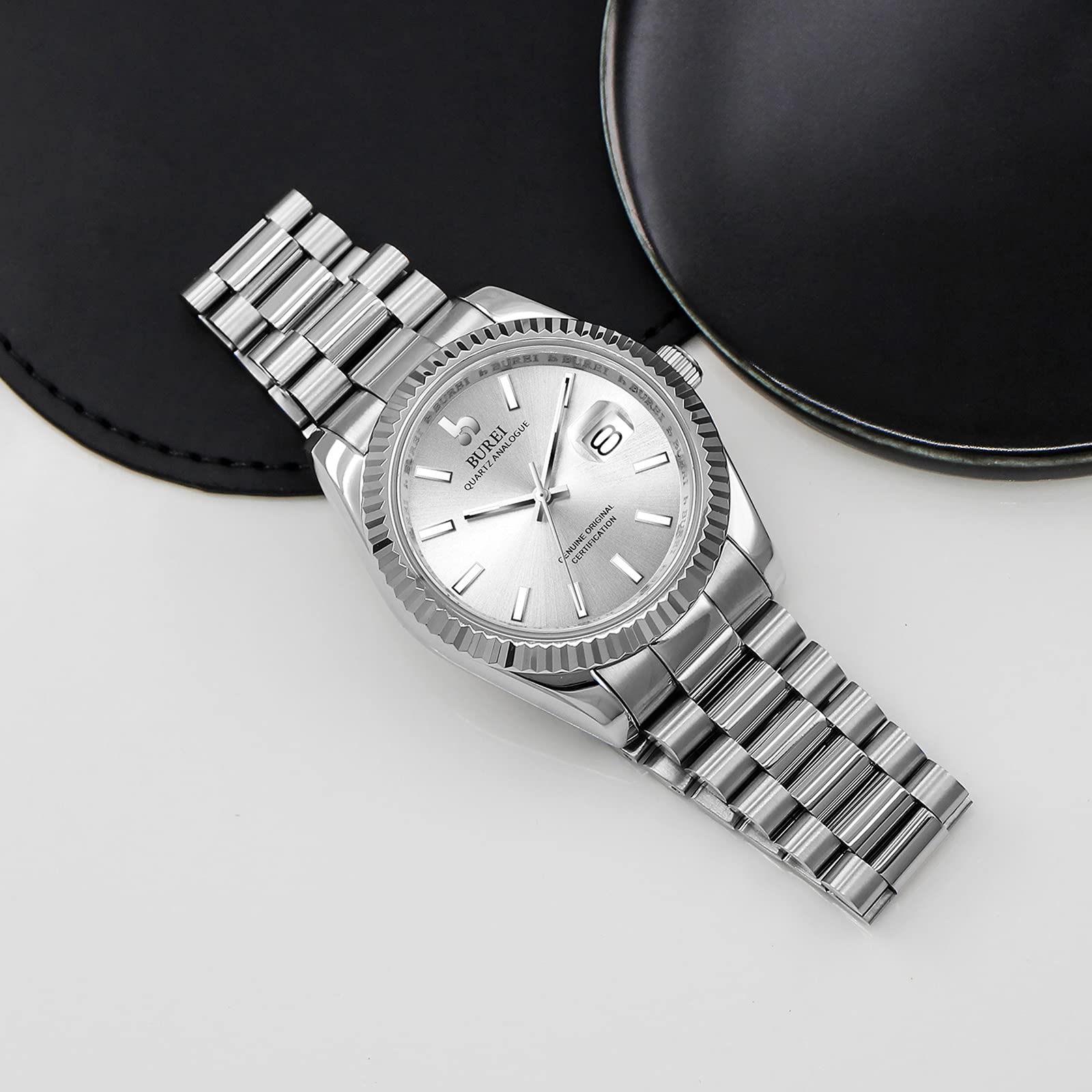 BUREI Luxury Men's Watch - Sapphire Crystal, Stainless Steel, Waterproof for Business & Formal Occasions