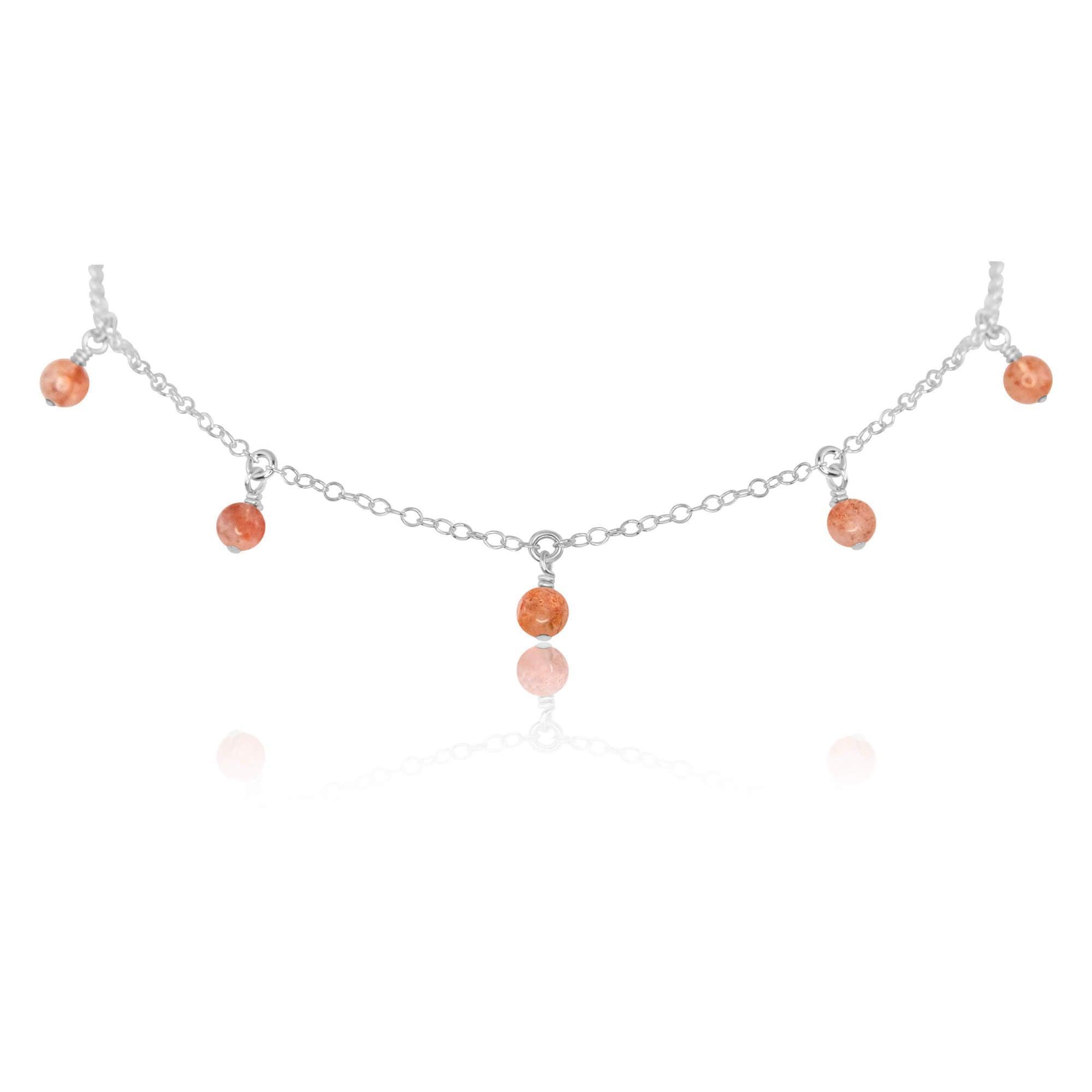 Sunstone Bead Drop Choker Necklace - Natural Gemstone Bohemian Jewelry for Women | Perfect for Festivals, Weddings & Boho Fashion