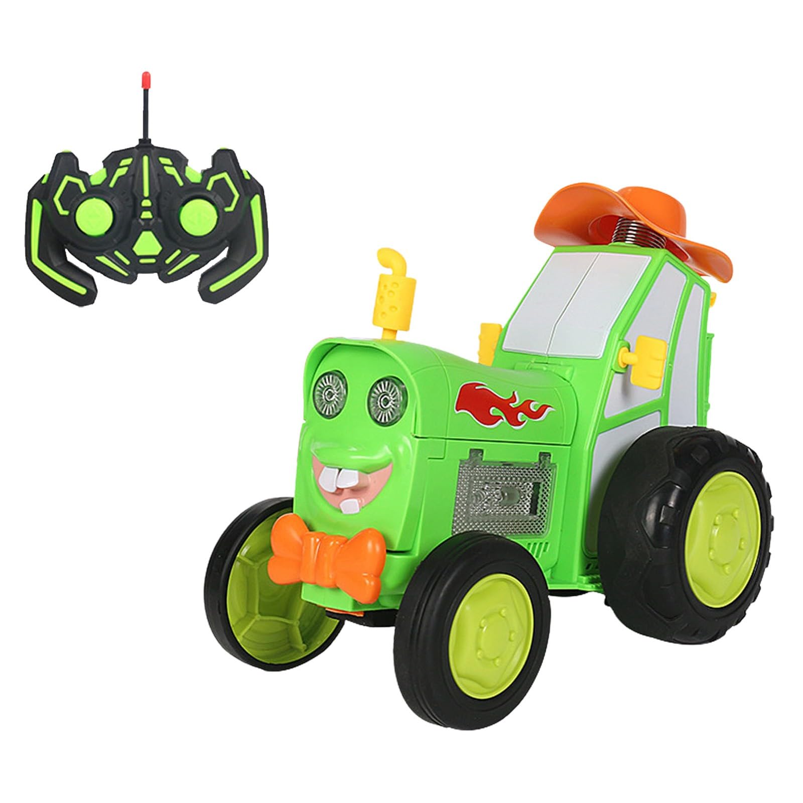 Jump Fury Remote Control Car - 360° Rotating & Wireless Stunt RC Vehicle with Dancing Function | Green Toy Tractor for Kids Outdoor Play & Indoor Racing Fun