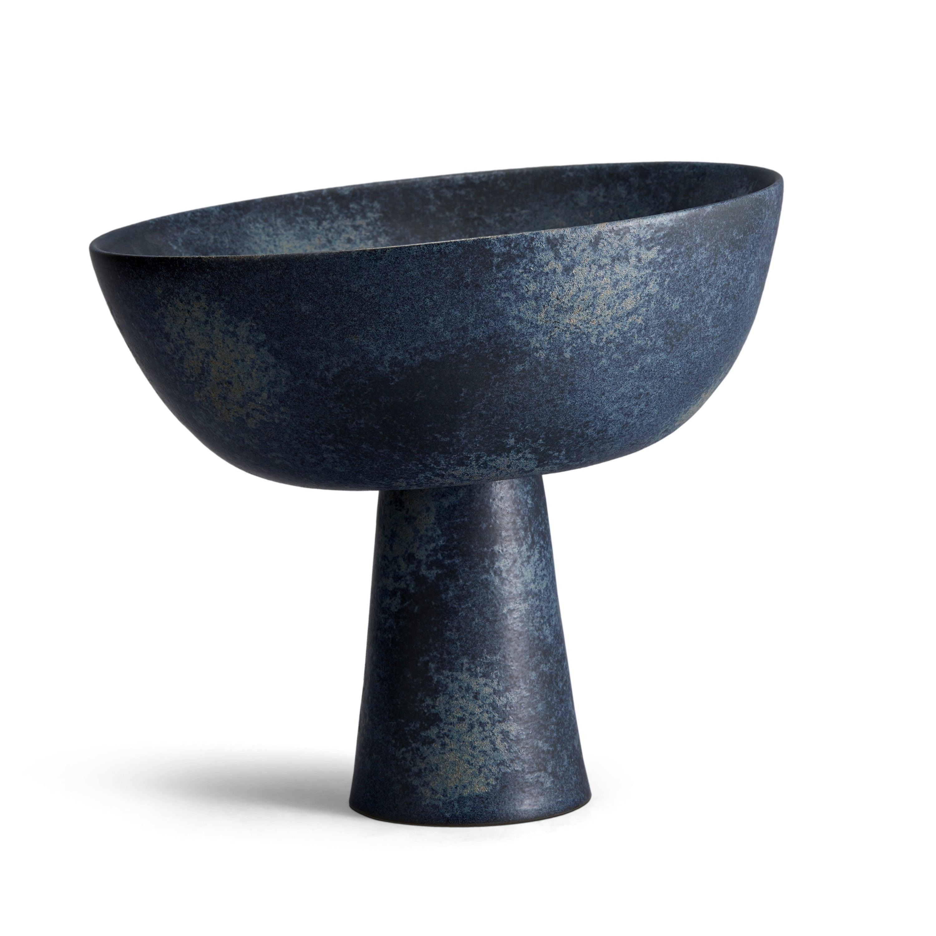 Terra Bowl on Stand - Medium Aged Iron Ceramic Planter for Indoor Plants, Succulents & Home Decor | Perfect for Living Room, Office & Garden Decor
