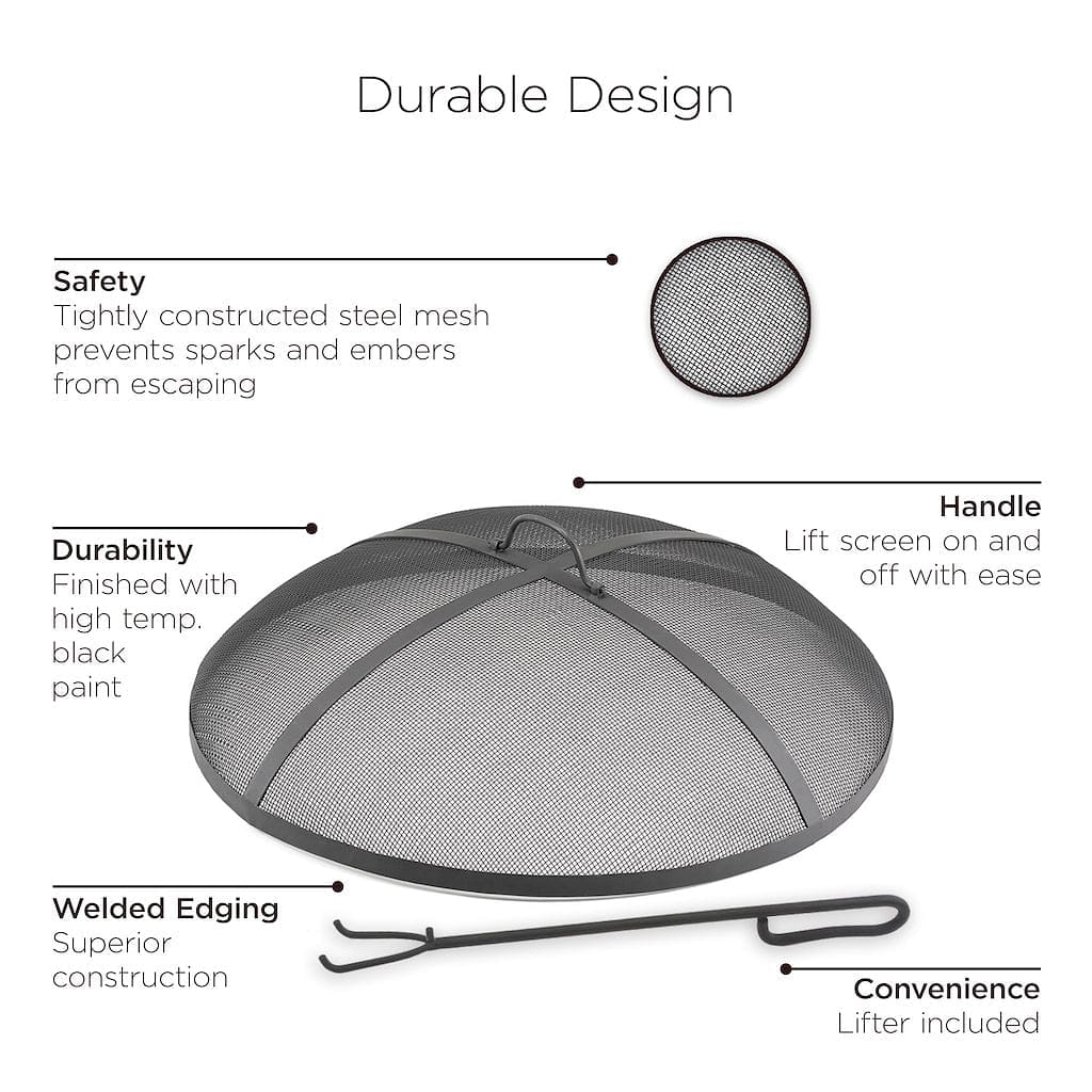 Good Directions 40 Inch Heavy Duty Spark Screen with Lifter - Fireplace Safety Cover for Wood Stoves & Fire Pits - Durable Mesh Guard Prevents Embers & Sparks