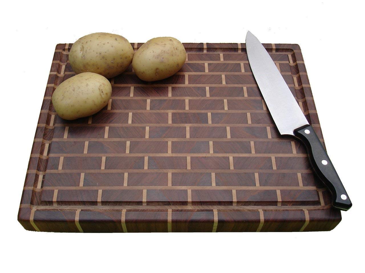 Premium Brickyard Series Large Wooden Cutting Board - Jatoba & Maple Hardwood - Perfect for Kitchen Prep, Charcuterie Boards & Serving Displays