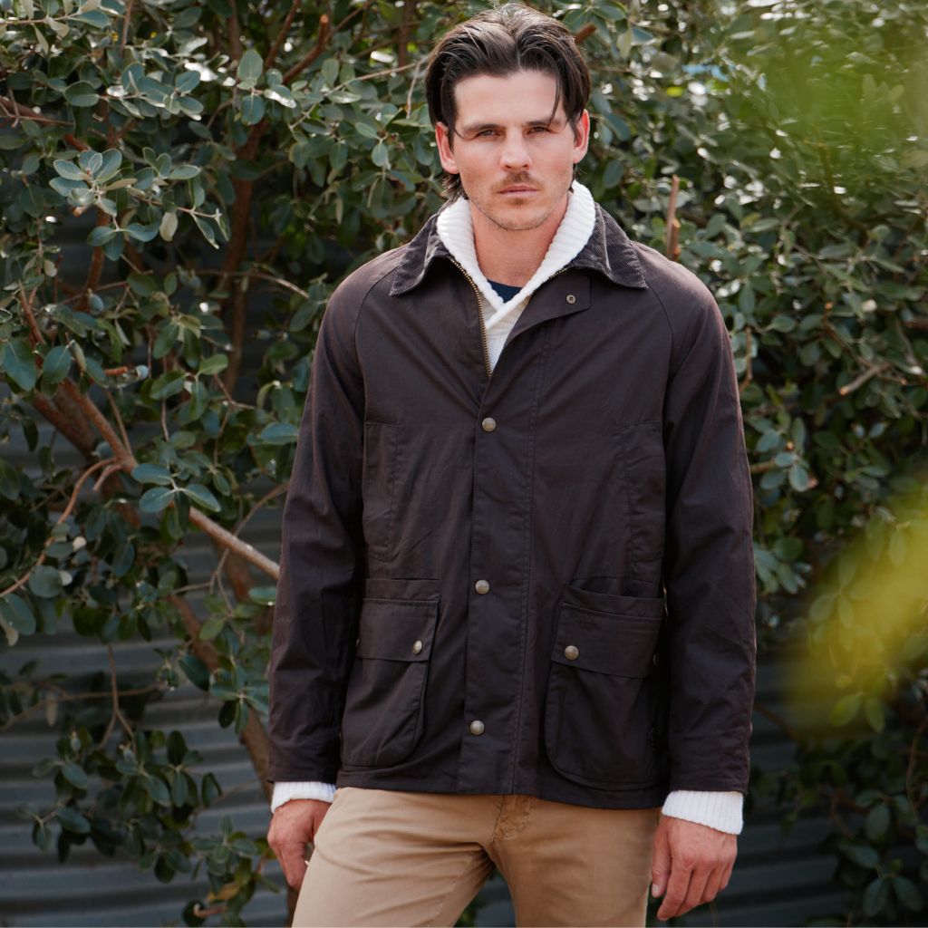 Beaucaire Eastwood Men's Waxed Cotton Jacket - Brown, Waterproof & Windproof Outdoor Coat for Hiking, Camping & Casual Wear