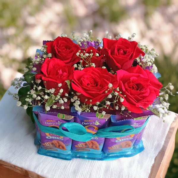 Oreo Dairy Milk Silk Chocolate with Roses Gift Combo - Perfect for Valentine's Day, Anniversaries & Romantic Surprises