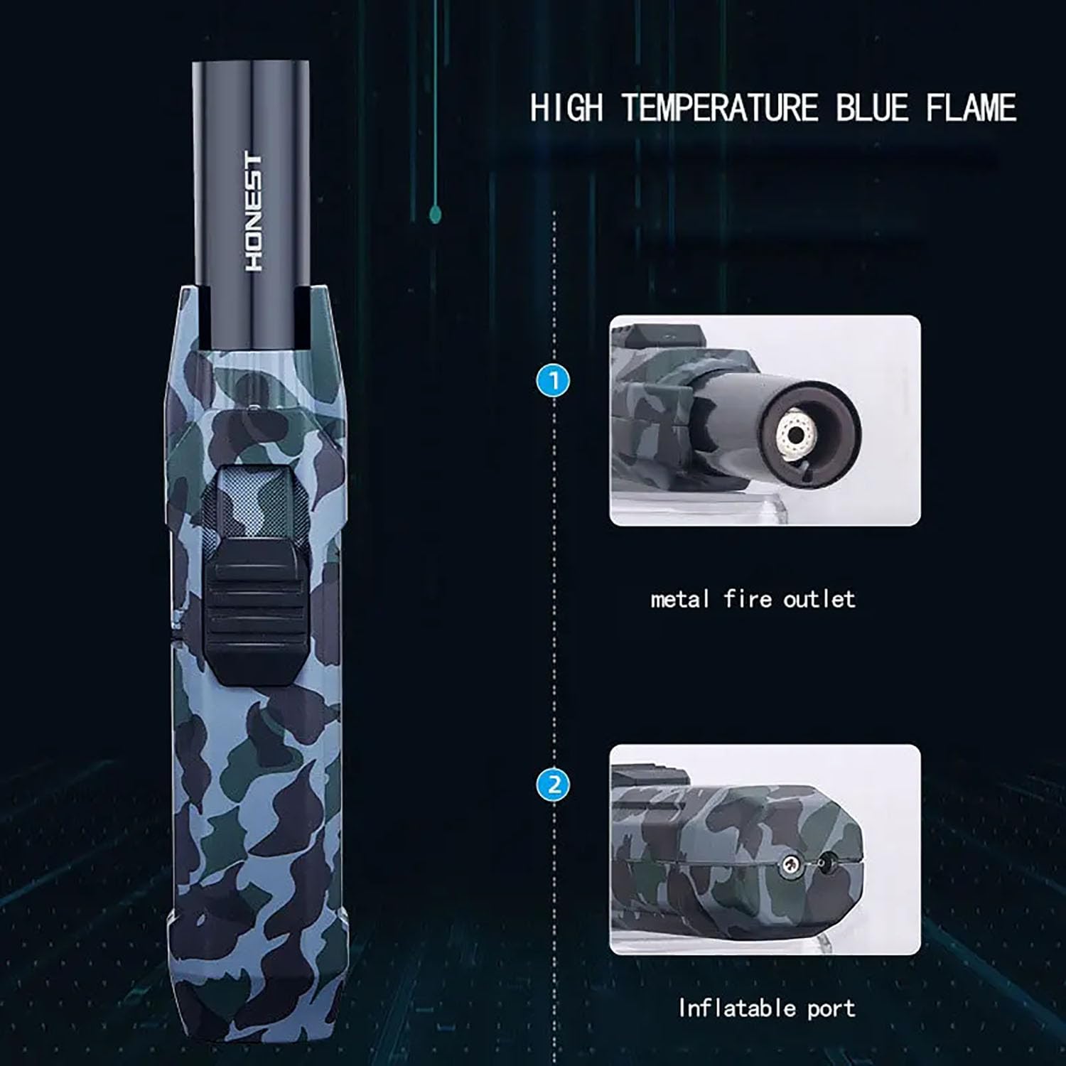 Portable Kitchen Torch Lighter - Windproof Adjustable Jet Flame Refillable Butane Gas Torch for Candle Lighting, BBQ Grilling, Cooking, Baking, Camping & DIY Soldering | Perfect for Home Kitchen, Outdoor Adventures & Craft Projects