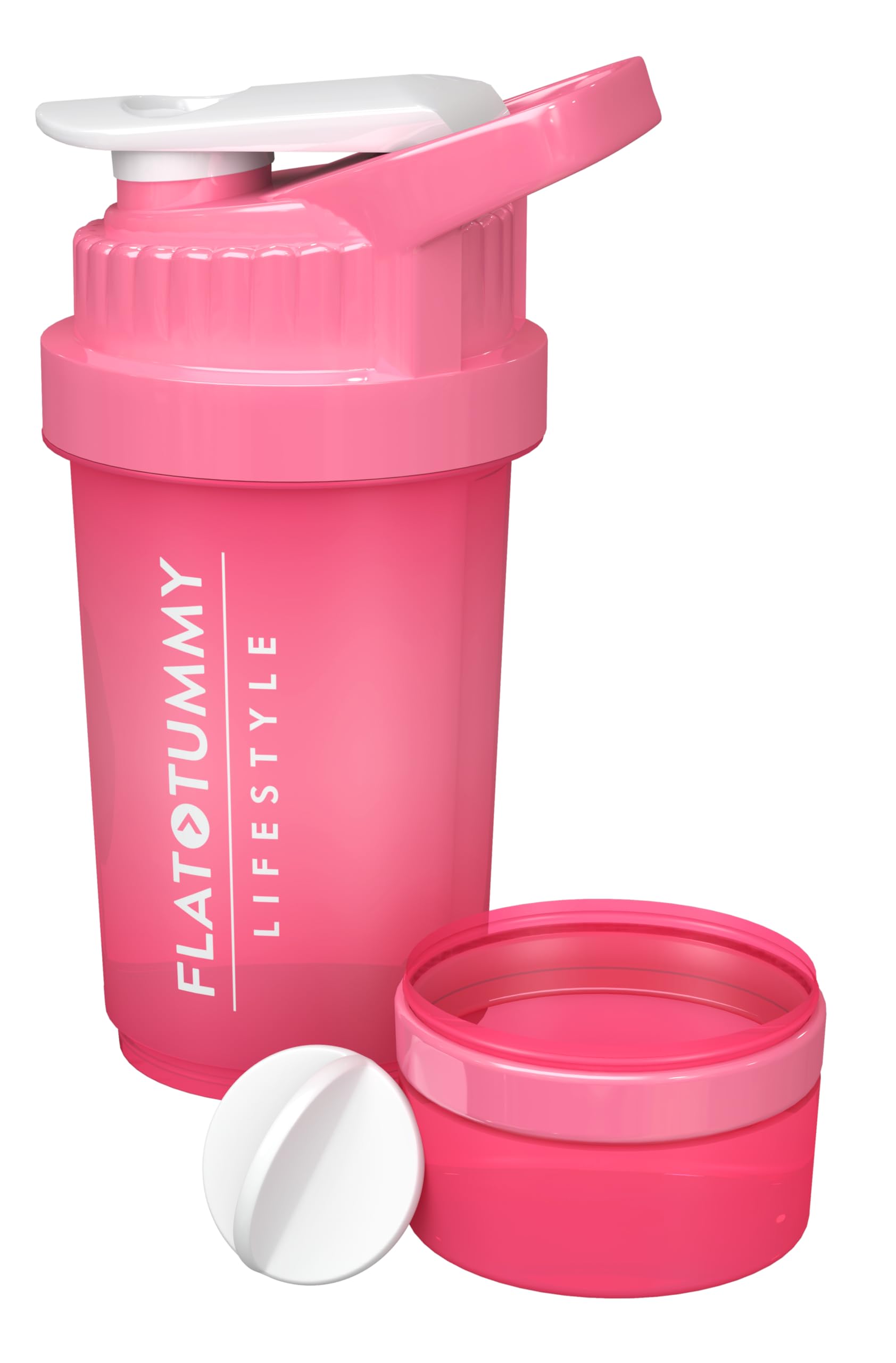 20oz Pink Protein Shaker Bottle with Storage Compartment & Mixing Ball - Leakproof Workout Shaker for Women - Perfect for Gym, Pre-Workout & Post-Workout Protein Drinks