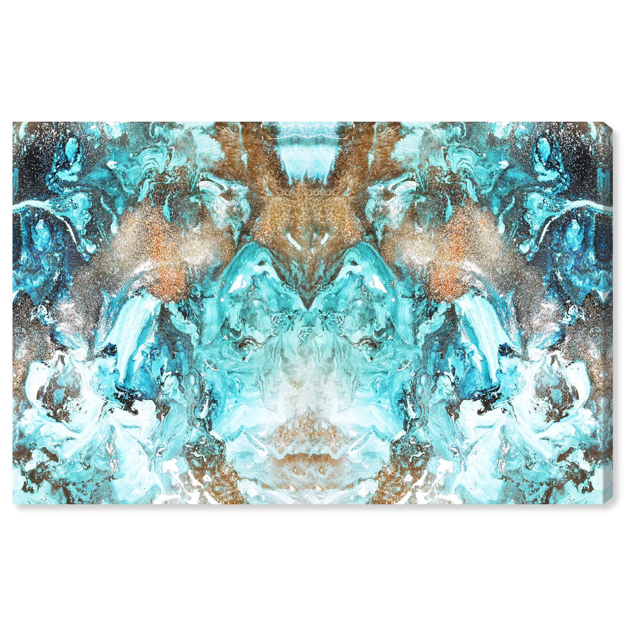 Wynwood Studio Abstract Wall Art Canvas Print 'Blazing Blue Gold Long' - Modern Home Decor Painting 36