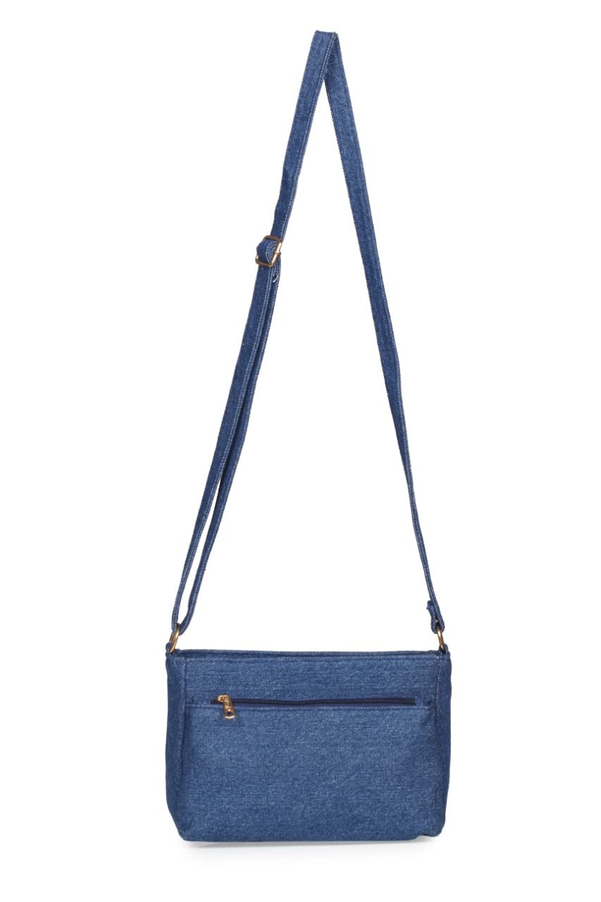 Women's Blue Denim Crossbody Purse - Multipocket Sling Bag for Phone & Wallet | Travel & Daily Use