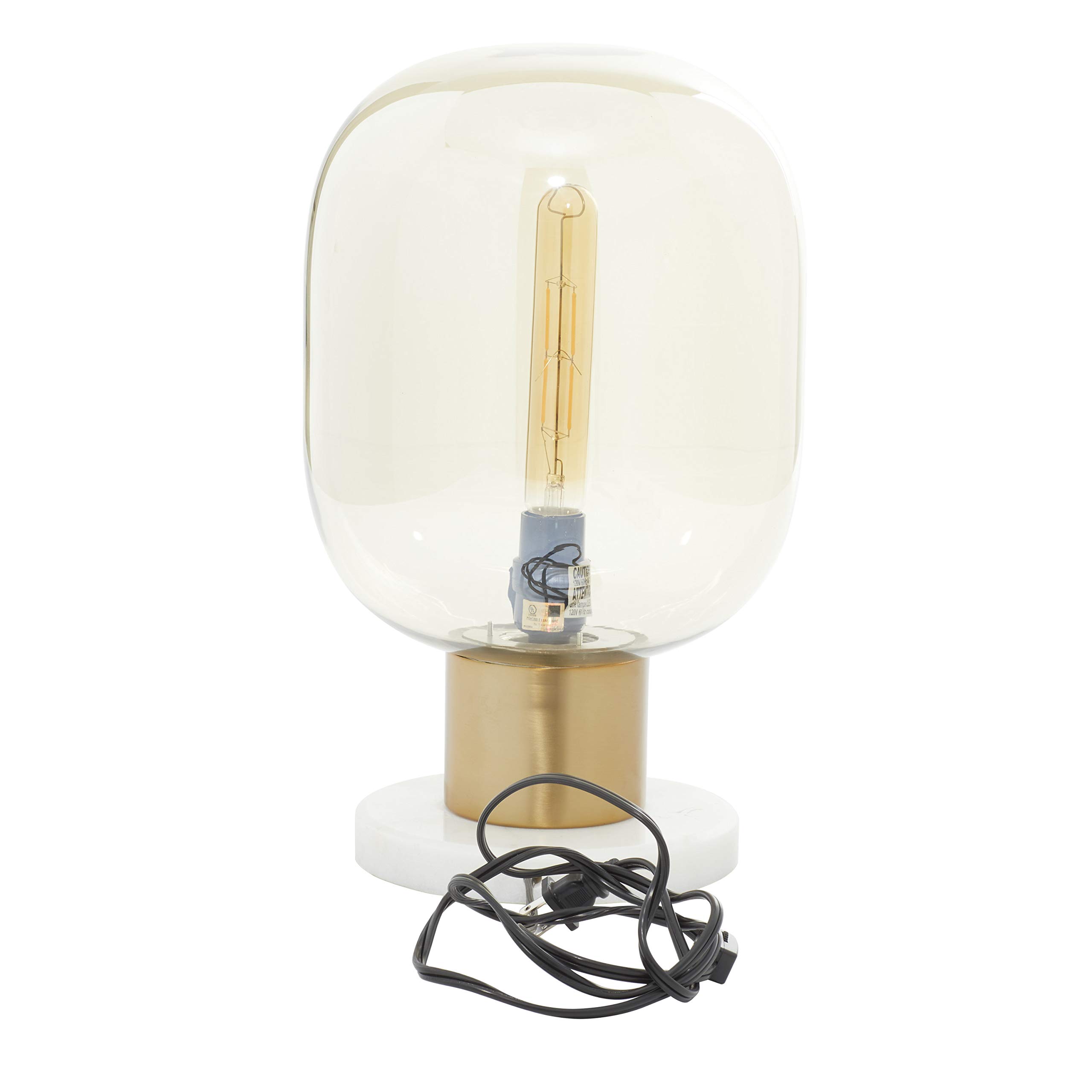 Deco 79 Modern Gold Metal Table Lamp with Clear Dome Shade & Marble Base - 10
