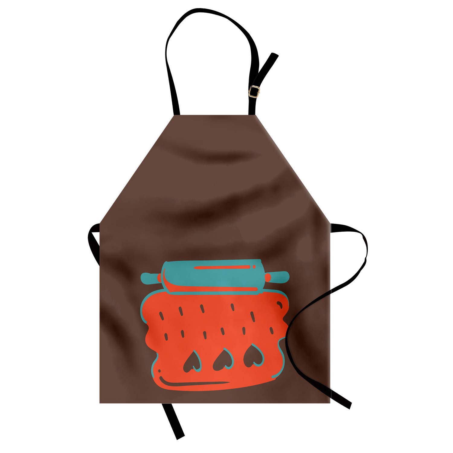Ambesonne Personalized Chef Apron - Cartoon Baking & Cooking Design with Colorful Rolling Pin Dough Motif - Adjustable Neck Unisex Kitchen Bib for Adults - Perfect for Home Cooking, Baking Parties & BBQ Events
