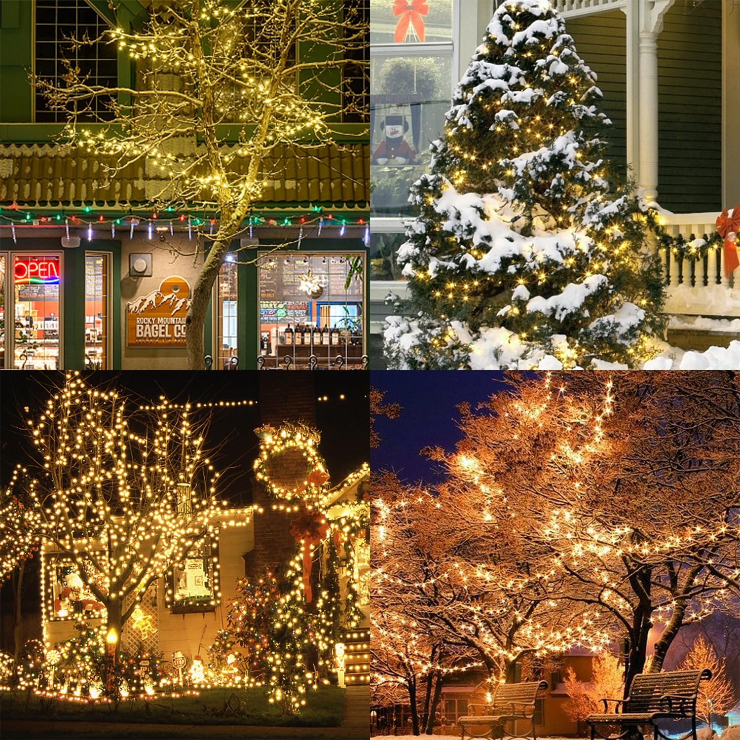 WATERGLIDE 1000 LED Christmas String Lights - 328ft Green Wire LED Fairy Lights with Remote & 8 Modes | Waterproof Outdoor Christmas Decorations for Holiday Party, Garden, Wedding, Home | Warm White Lighting for Indoor/Outdoor Use