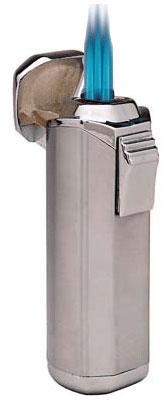 Premium Triple Torch Cigar Lighter - Windproof Butane Lighter in Satin Gunmetal Finish for Cigars, Cigarettes & Outdoor Use (Camping, BBQ, Hiking)