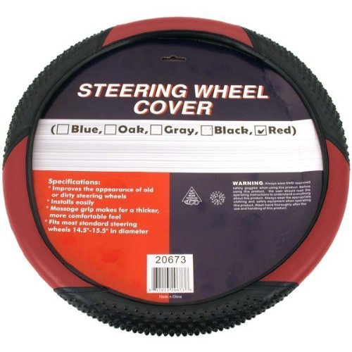 Premium Red Leather Steering Wheel Cover - Non-Slip Grip, Universal Fit for Cars & Trucks - Perfect for Hot Summers, Cold Winters & Long Road Trips