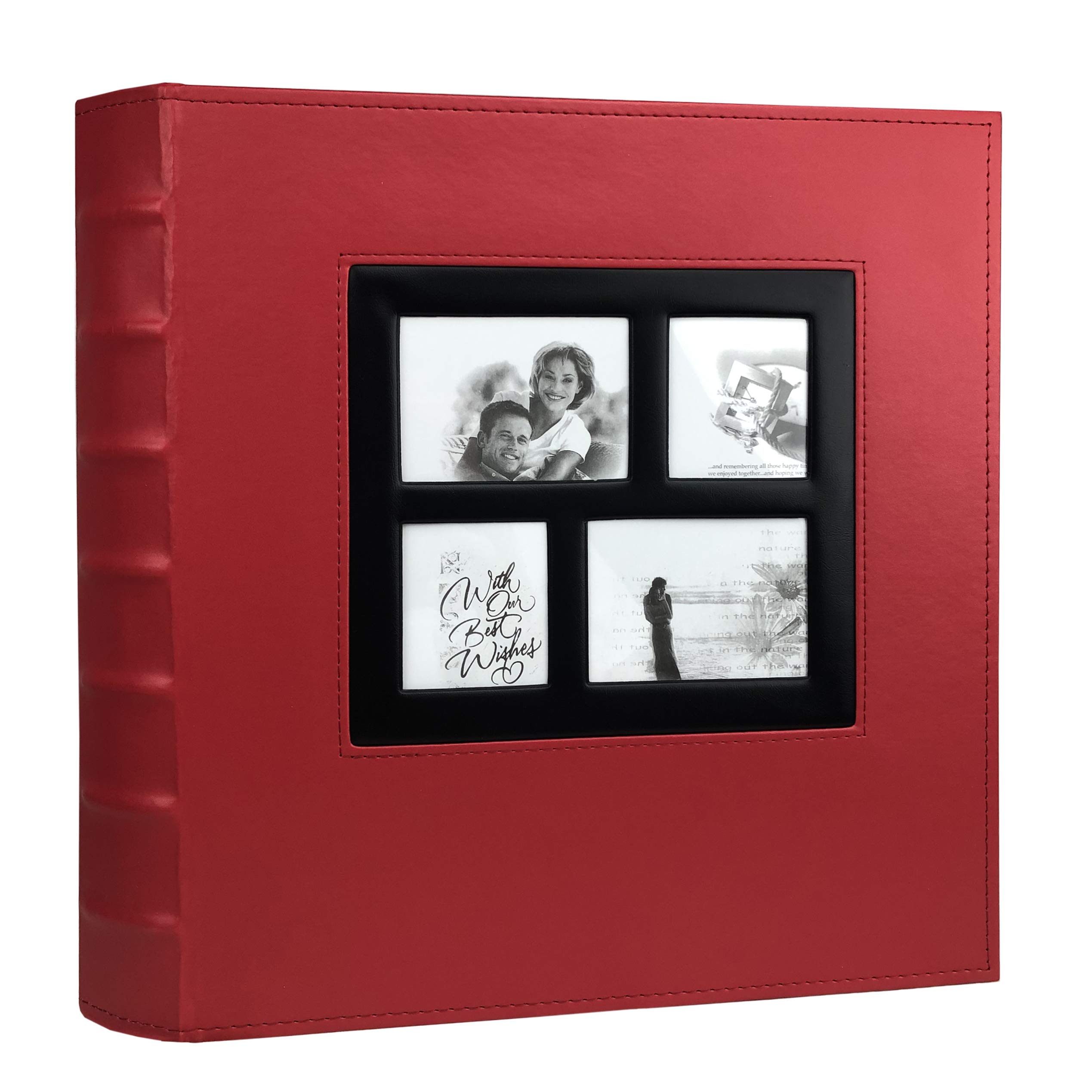 RECUTMS 4x6 Photo Album - Holds 500 Photos with Black Pages, Large Capacity Leather Cover for Wedding, Family & Baby Pictures - Stores Horizontal & Vertical Photos (Red) | Perfect for Home Decor, Gift Giving & Memory Preservation