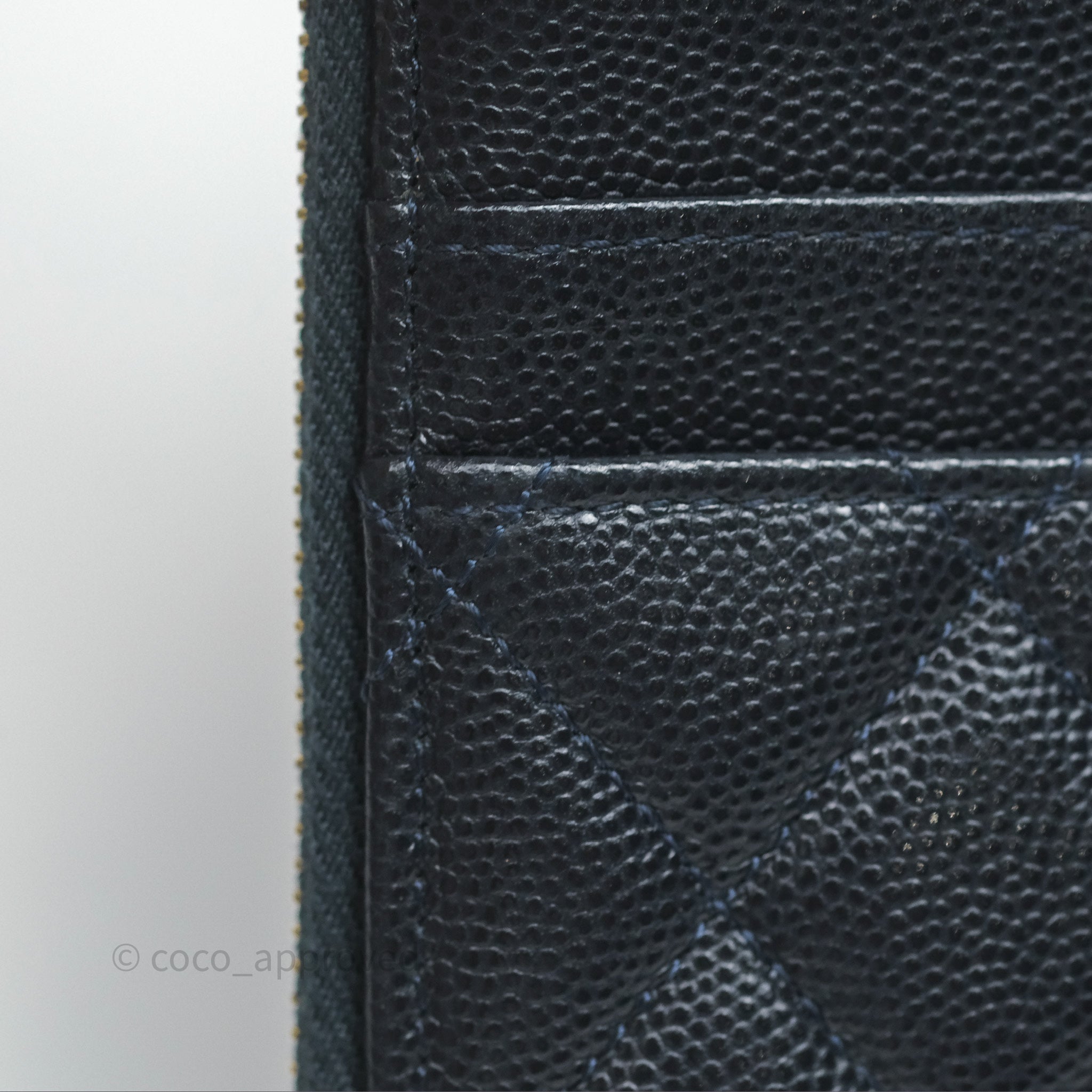 Chanel Classic Flat Navy Blue Caviar Leather Wallet Pouch with Gold Hardware - Perfect for Everyday Use & Luxury Gift Giving