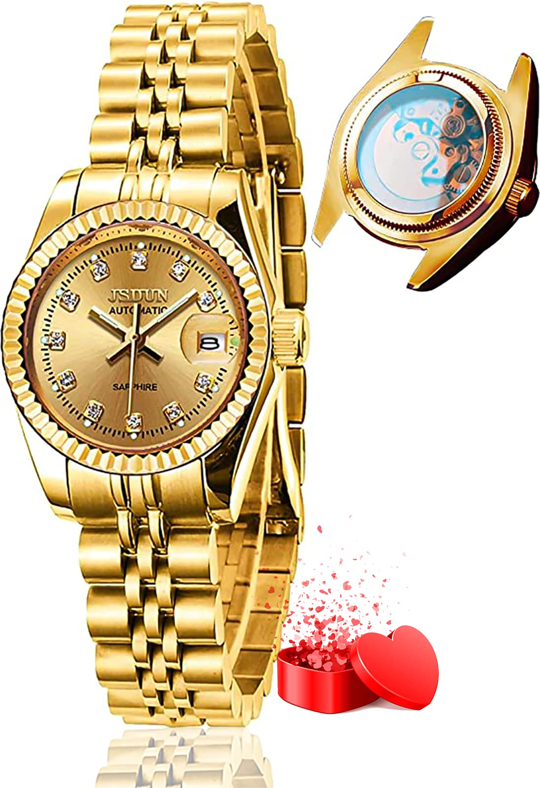 OLEVS Women's Automatic Watches - Luxury Gold & Silver Stainless Steel Waterproof Date Wristwatch - Elegant Dress Watch for Business, Party & Everyday Wear