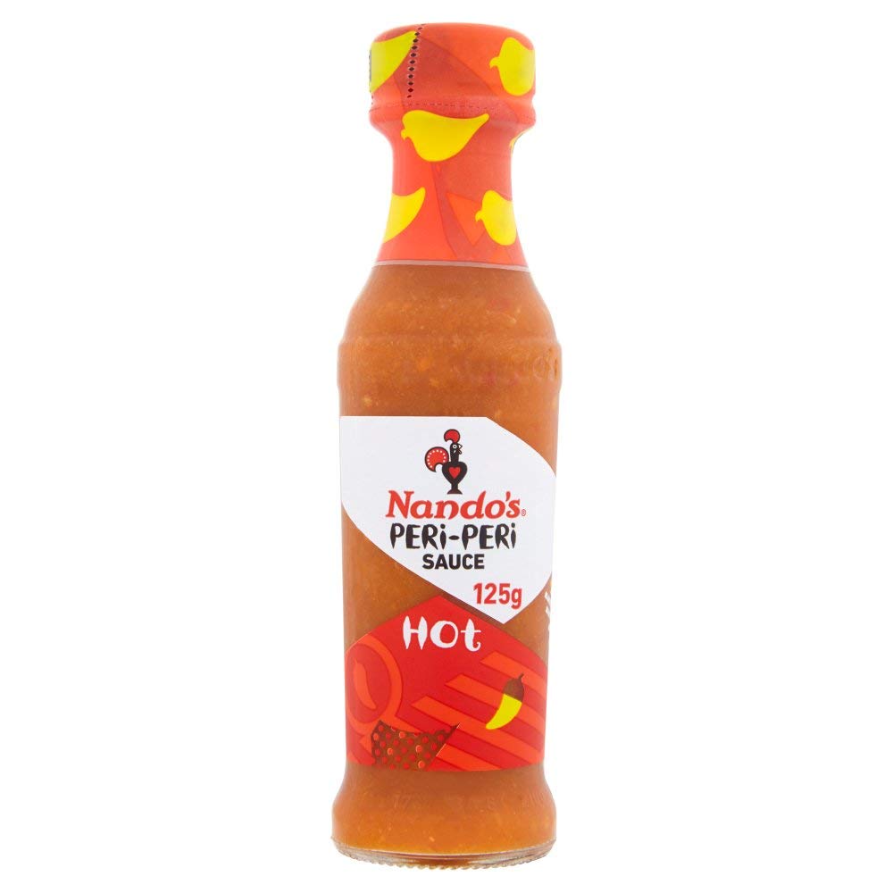 Nando's Hot Peri-Peri Sauce 125ml (Pack of 6) - Spicy African Chili Pepper Sauce for Grilling, Marinades & Cooking - Perfect for Chicken, Seafood & BBQ Dishes